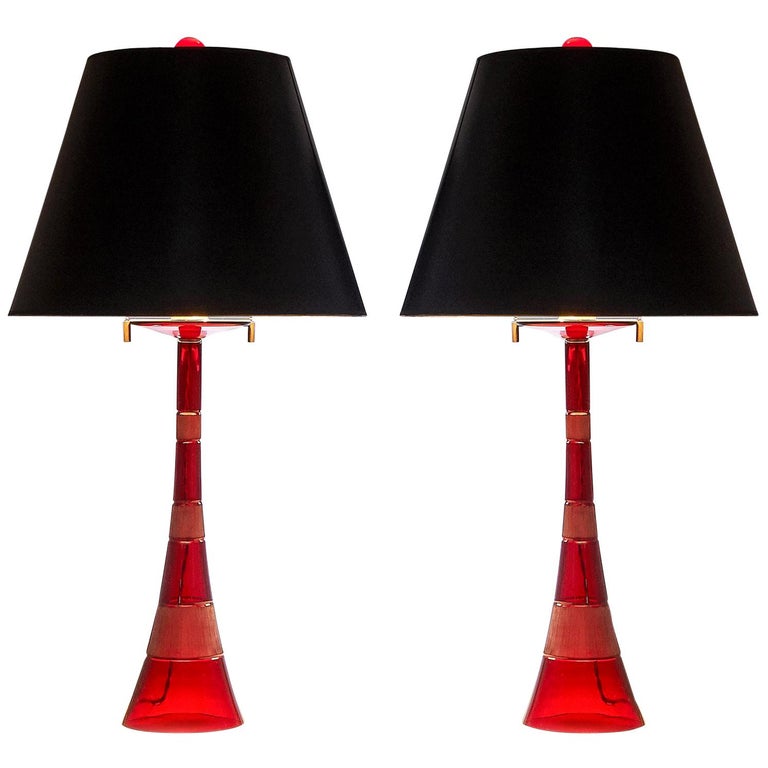 John Hutton Grand Red Glass Table Lights For Sale at 1stDibs