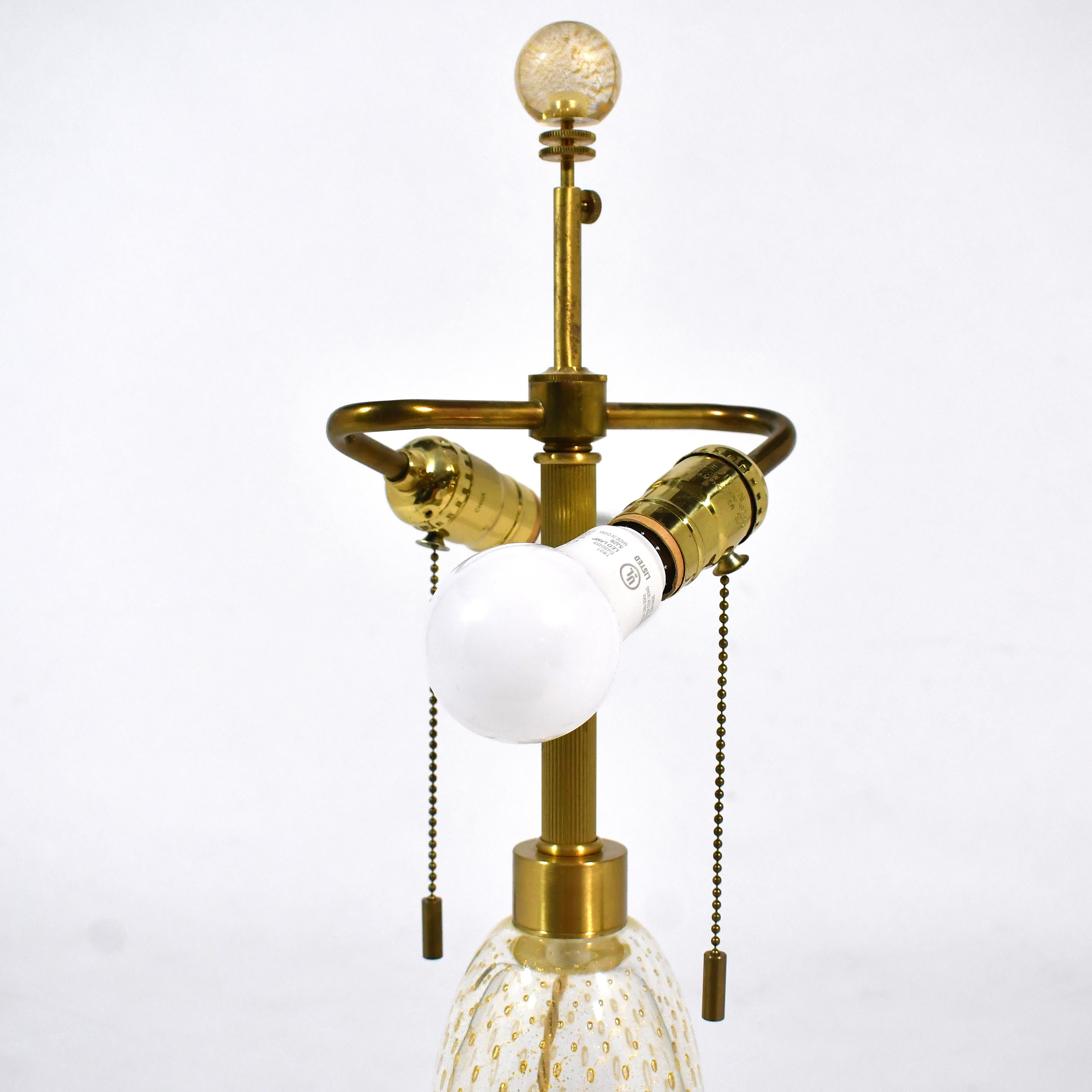Brass John Hutton Murano Glass Lamp for Donghia For Sale