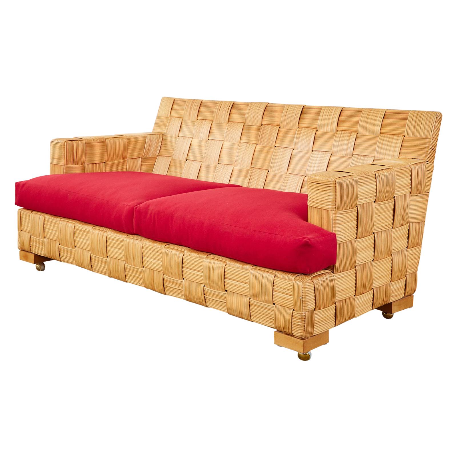 Modern Sheraton Style Plaid Settee Sofa at 1stDibs