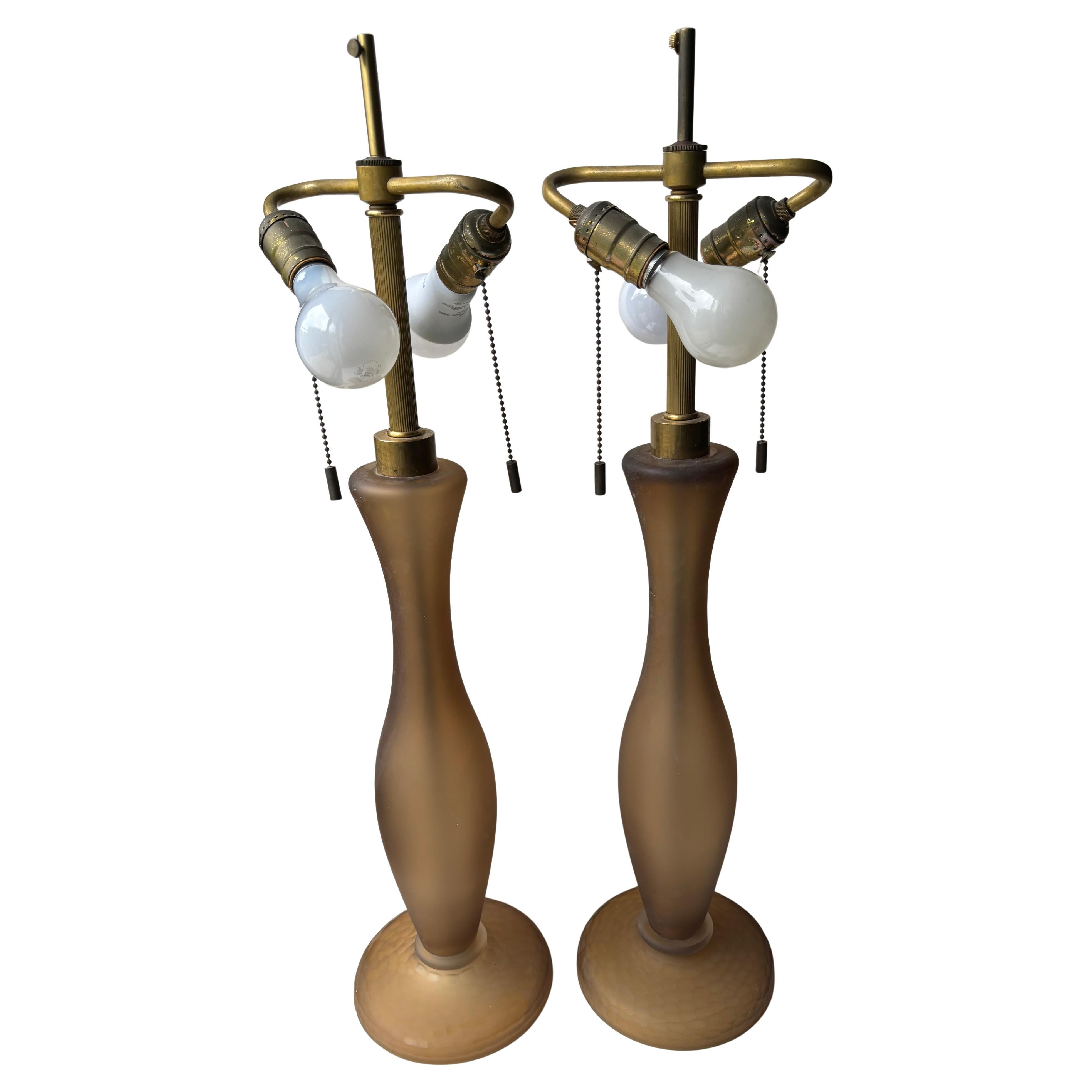 John Hutton , signed  pair of Murano lamps , Battuto work for Donghia