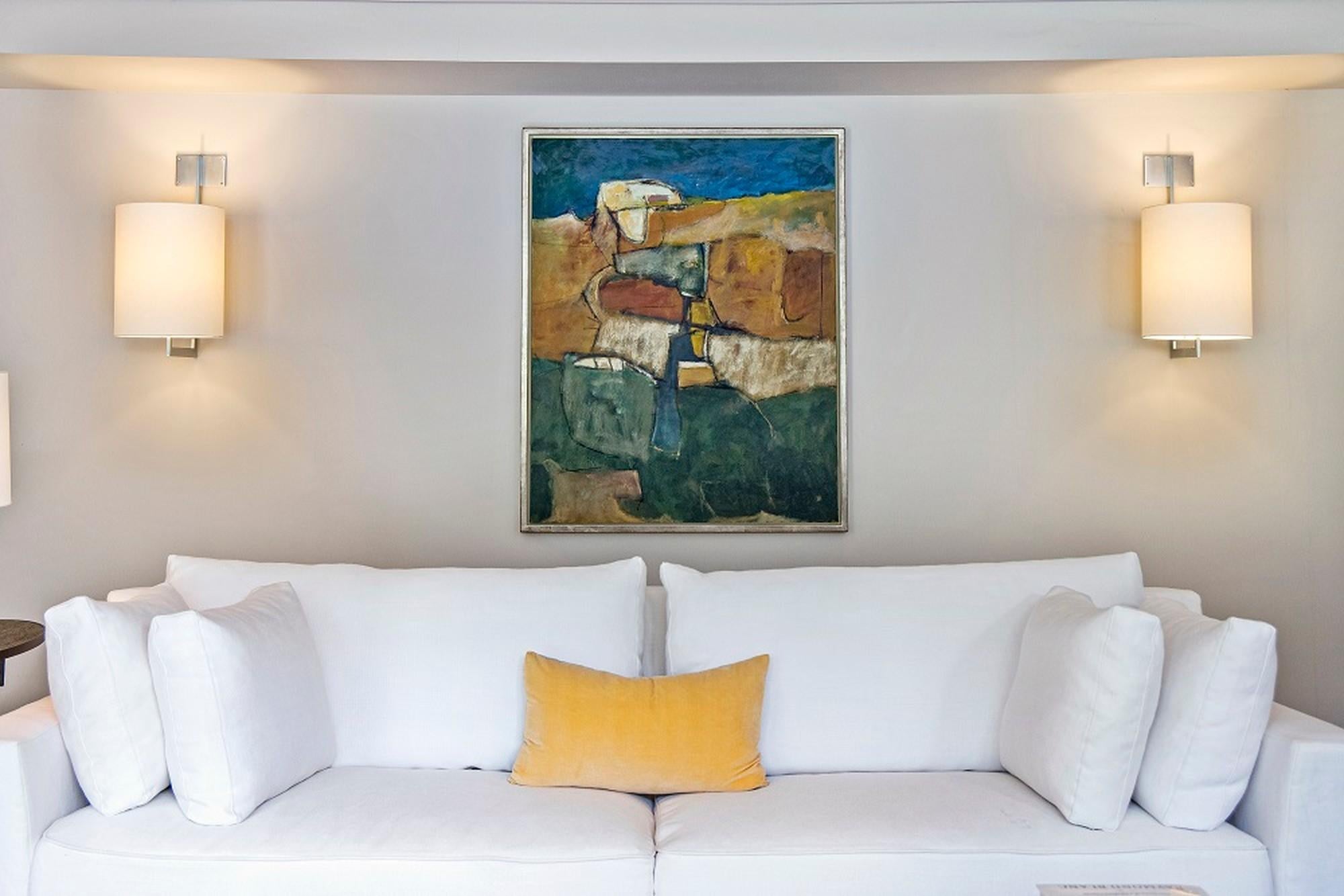 Puglia II is an abstract oil painting with an aerial viewpoint by Artist & Musician John Illsley. It focuses on the landscape & coastal lines of the Southern Italian region which forms the heel of Italy’s “boot