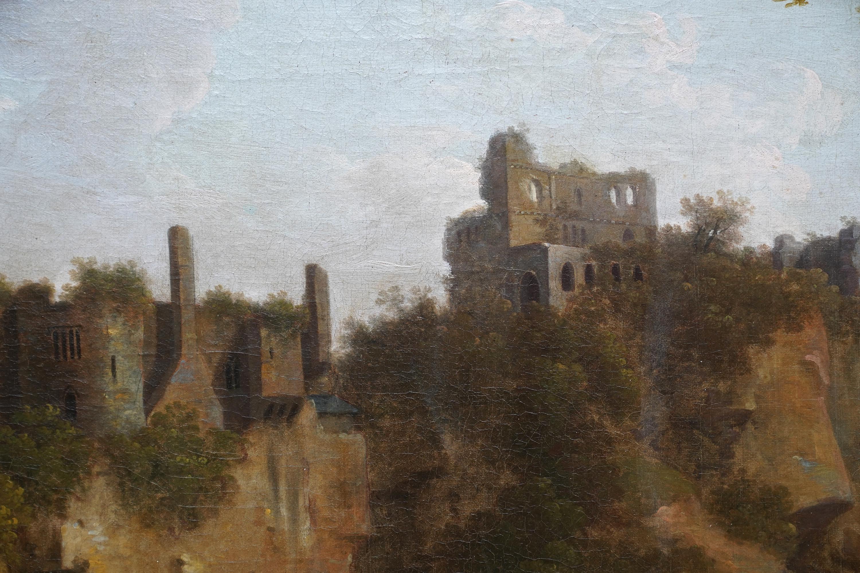 Castle Ruins Landscape - British 18th century Old Master art oil painting For Sale 5