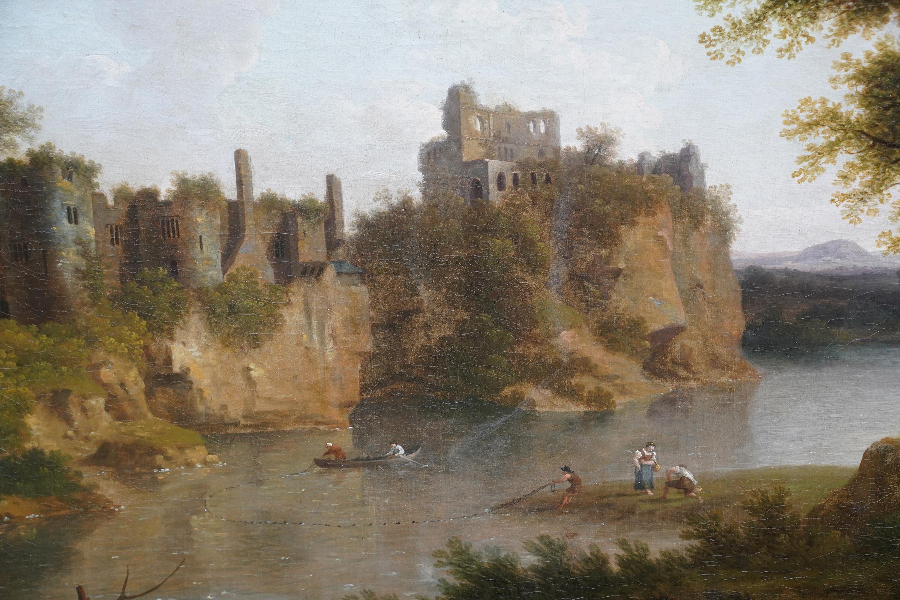 Castle Ruins Landscape - British 18th century Old Master art oil painting For Sale 6