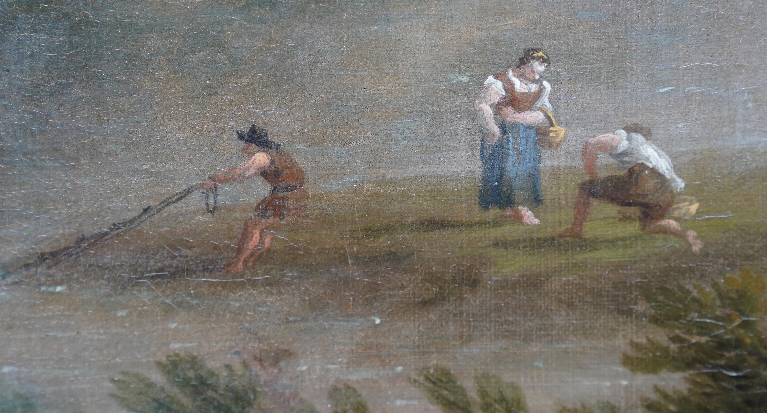 Castle Ruins Landscape - British 18th century Old Master art oil painting For Sale 7