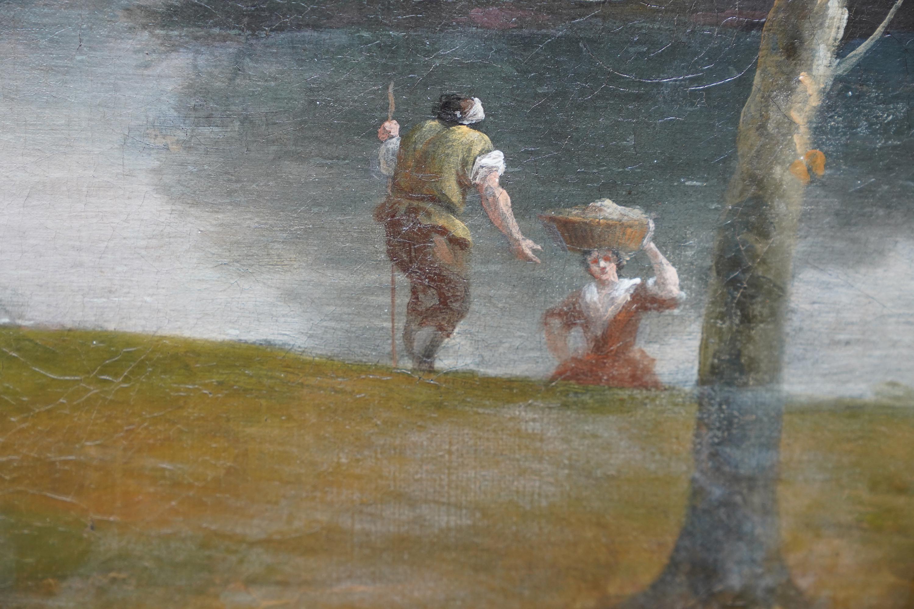 Castle Ruins Landscape - British 18th century Old Master art oil painting For Sale 8
