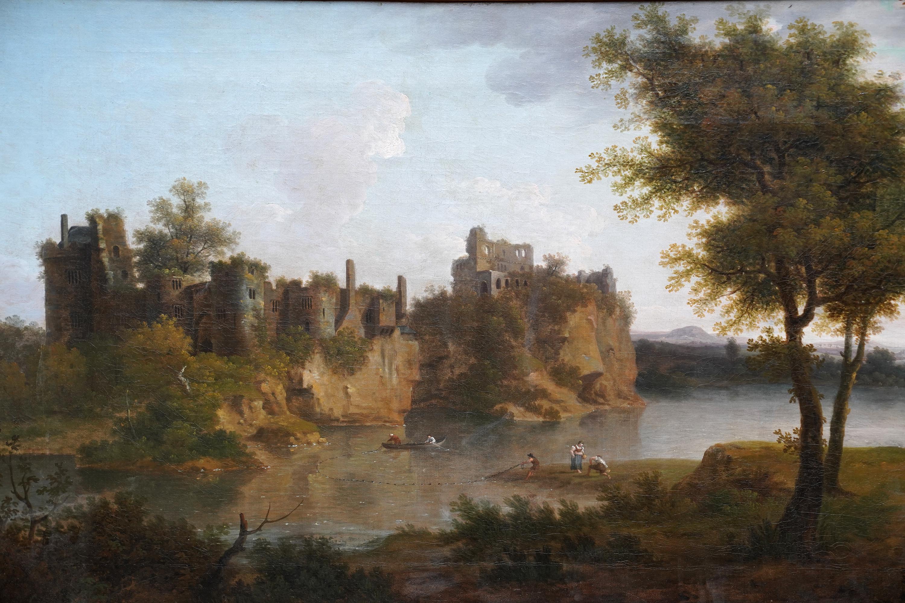 Castle Ruins Landscape - British 18th century Old Master art oil painting For Sale 9
