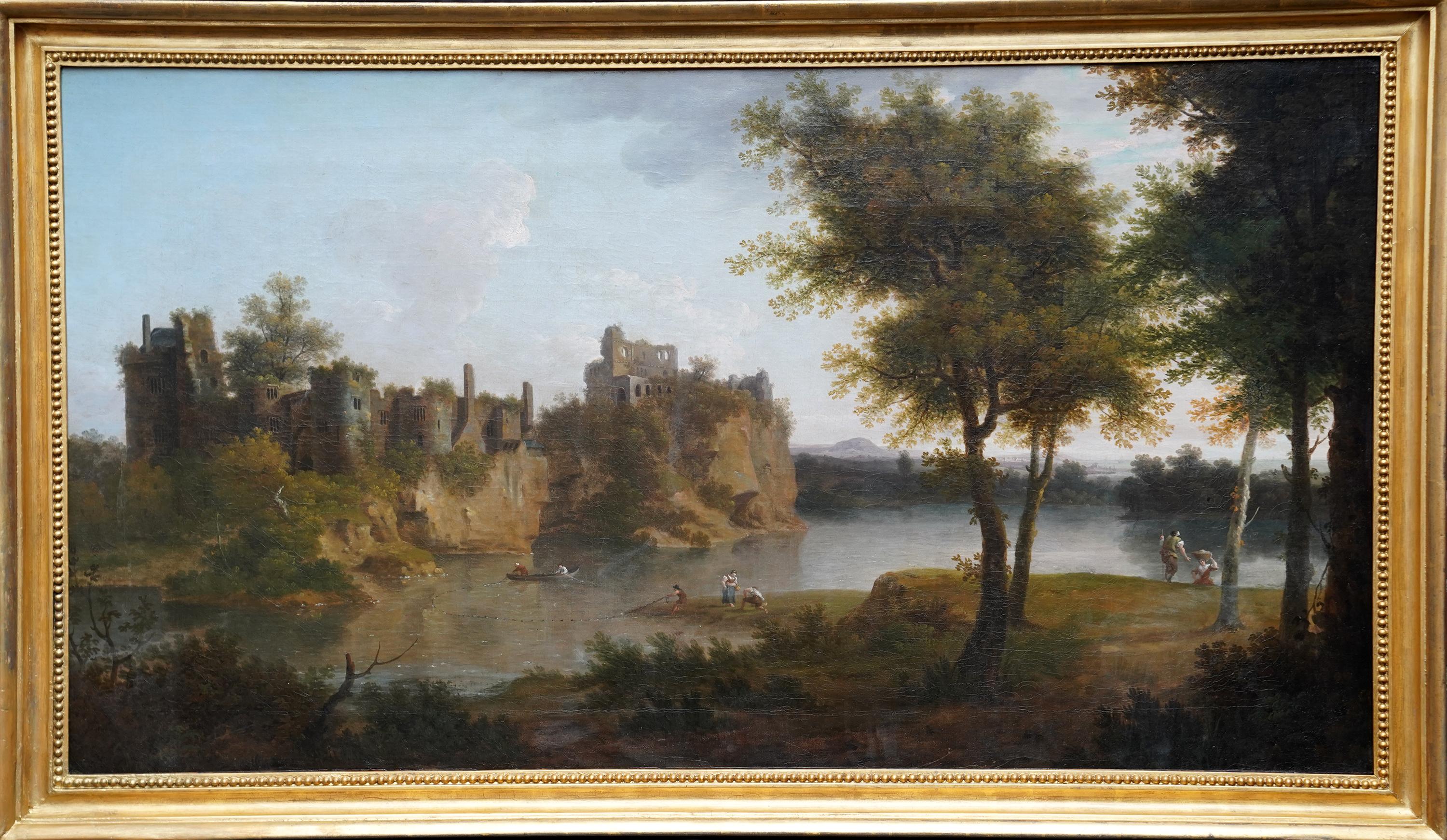 Castle Ruins Landscape - British 18th century Old Master art oil painting For Sale 12