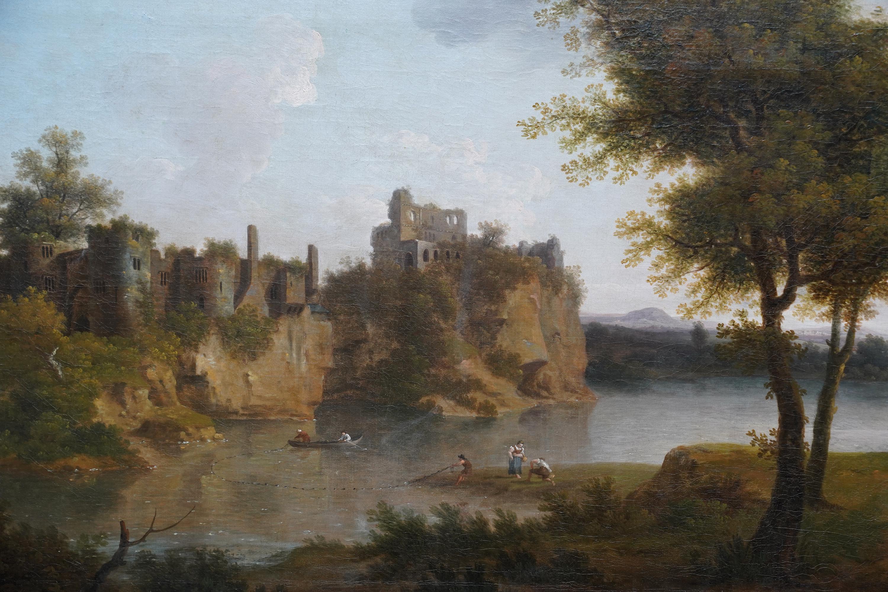 Castle Ruins Landscape - British 18th century Old Master art oil painting - Old Masters Painting by John Inigo Richards