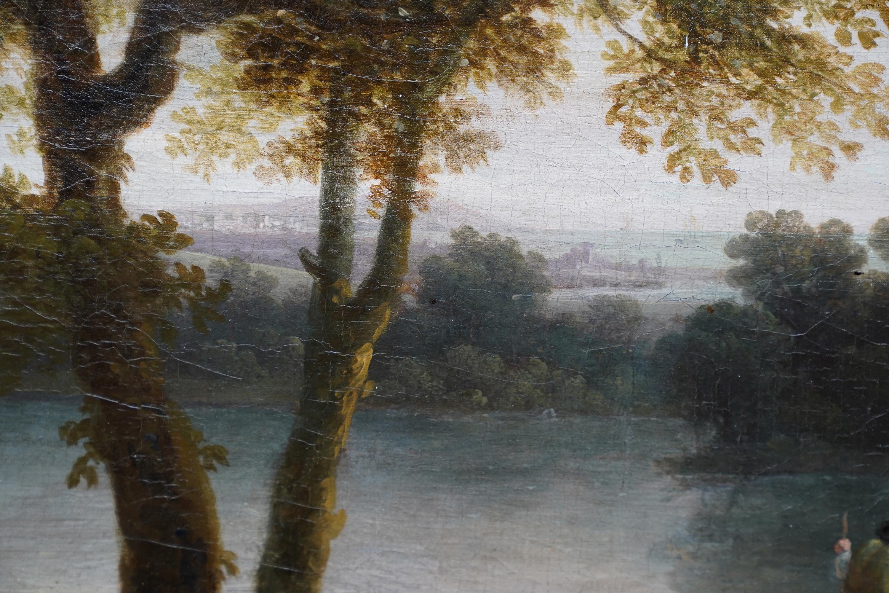 Castle Ruins Landscape - British 18th century Old Master art oil painting For Sale 1