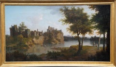 Paisaje de ruinas de castillo - Pintura al óleo de arte del Viejo Maestro británico del siglo XVIII