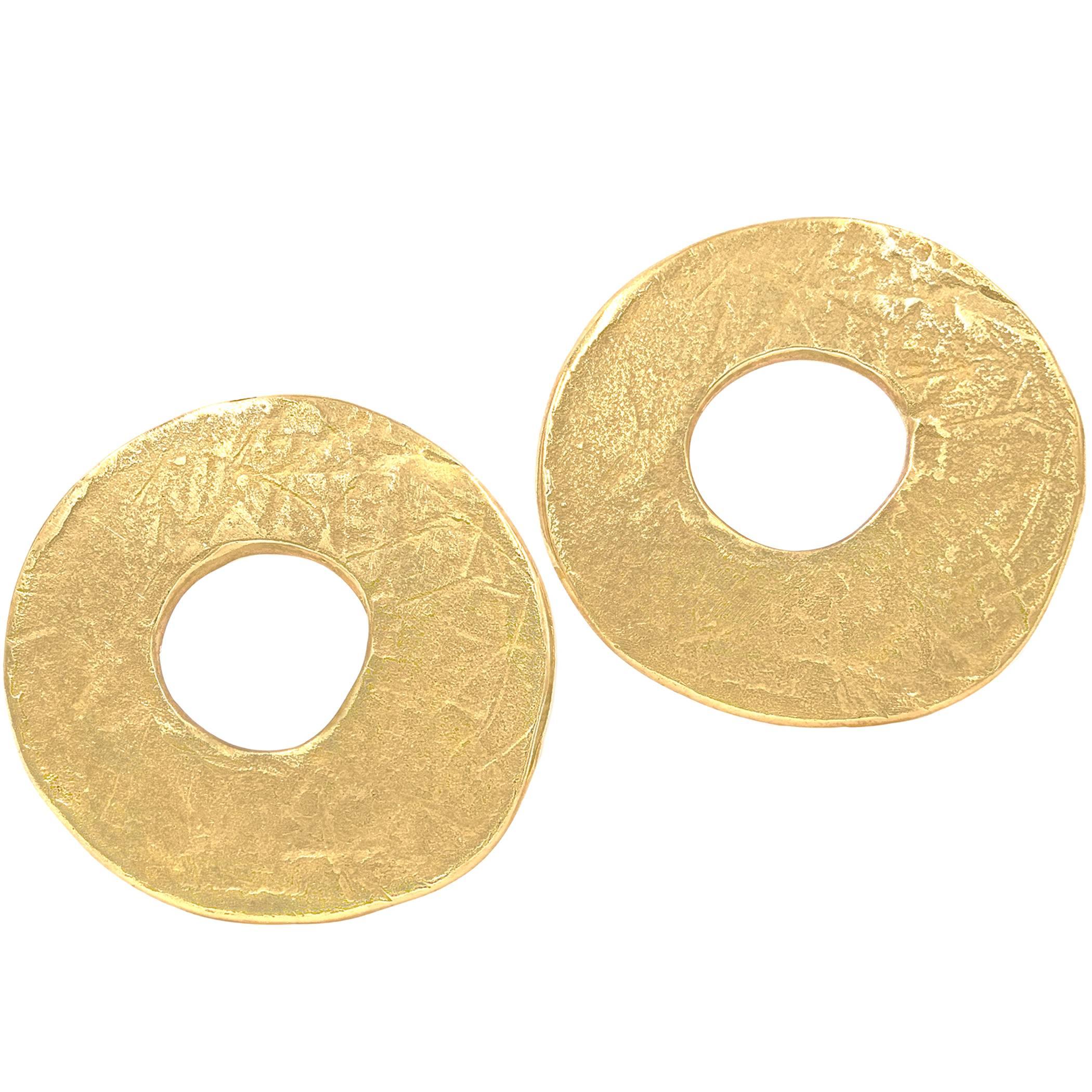 John Iversen Handmade Gold Moon Stud Earrings