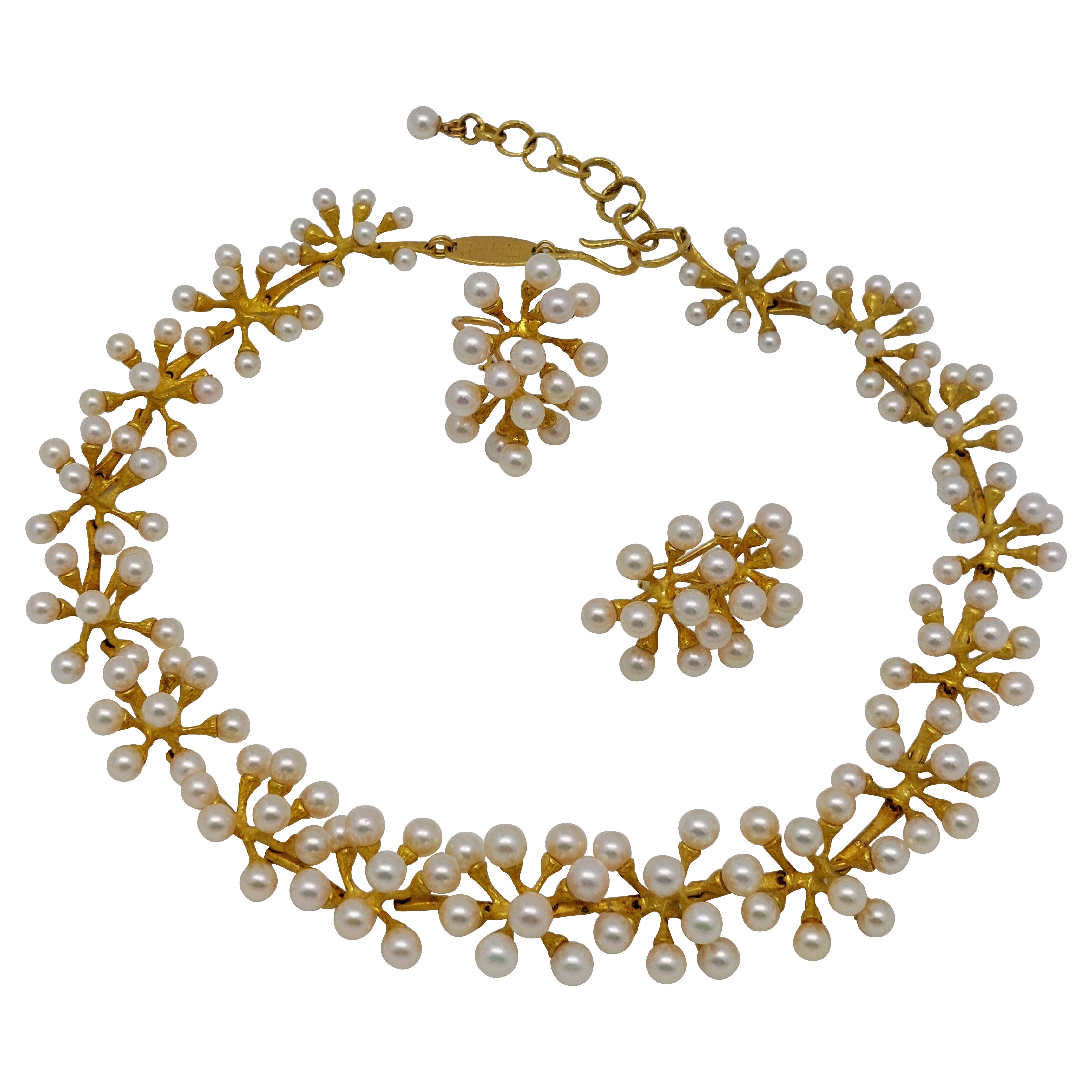 Set di collana e orecchini di perle John Iversen "Jacks" 18KT