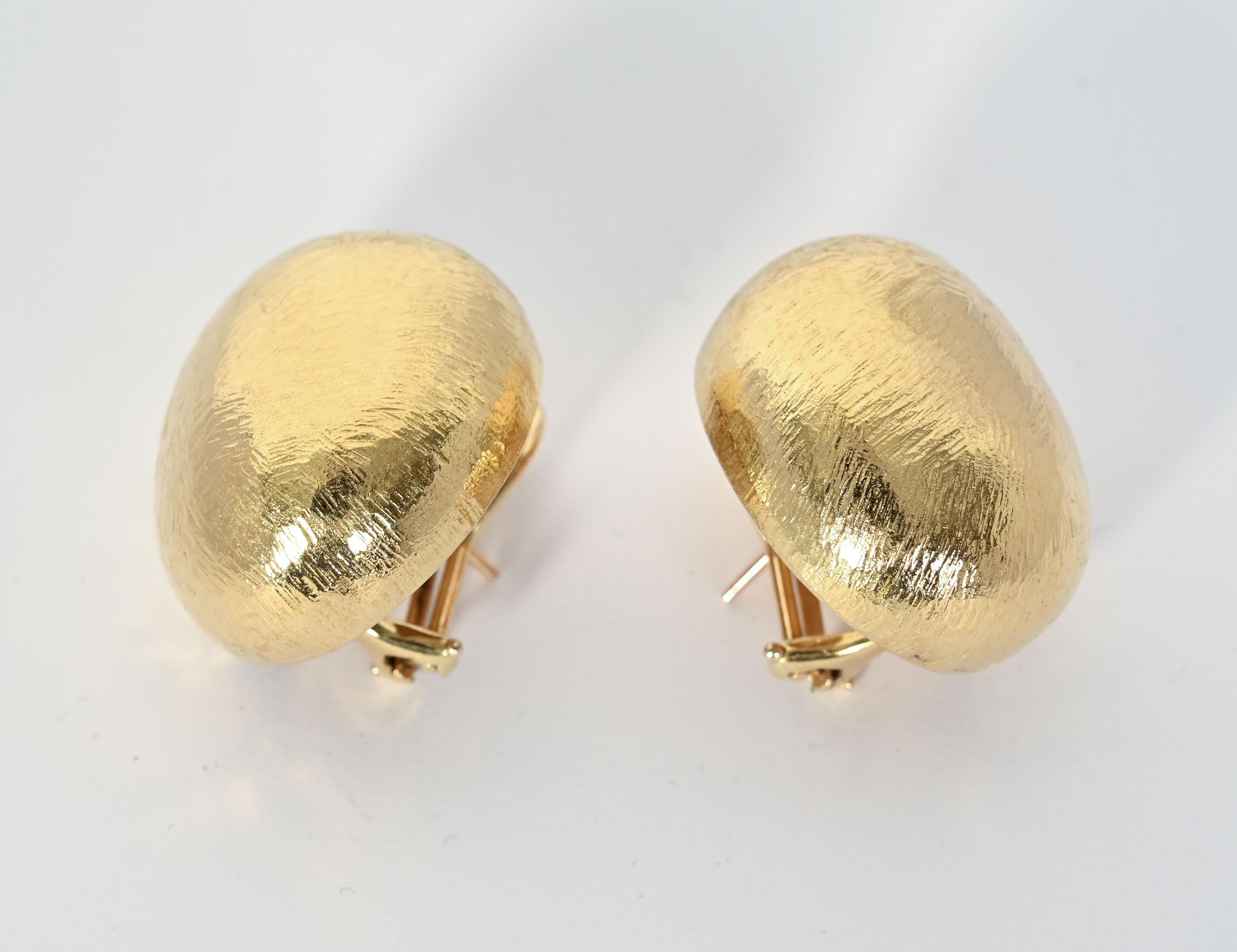 Contemporary John Iversen Oval Domed Gold Earrings For Sale