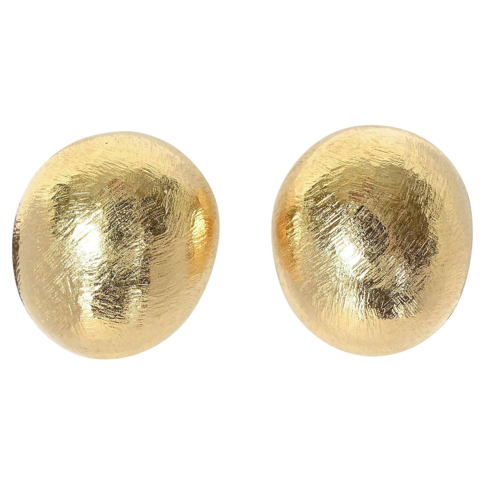 John Iversen Oval Domed Gold Earrings For Sale