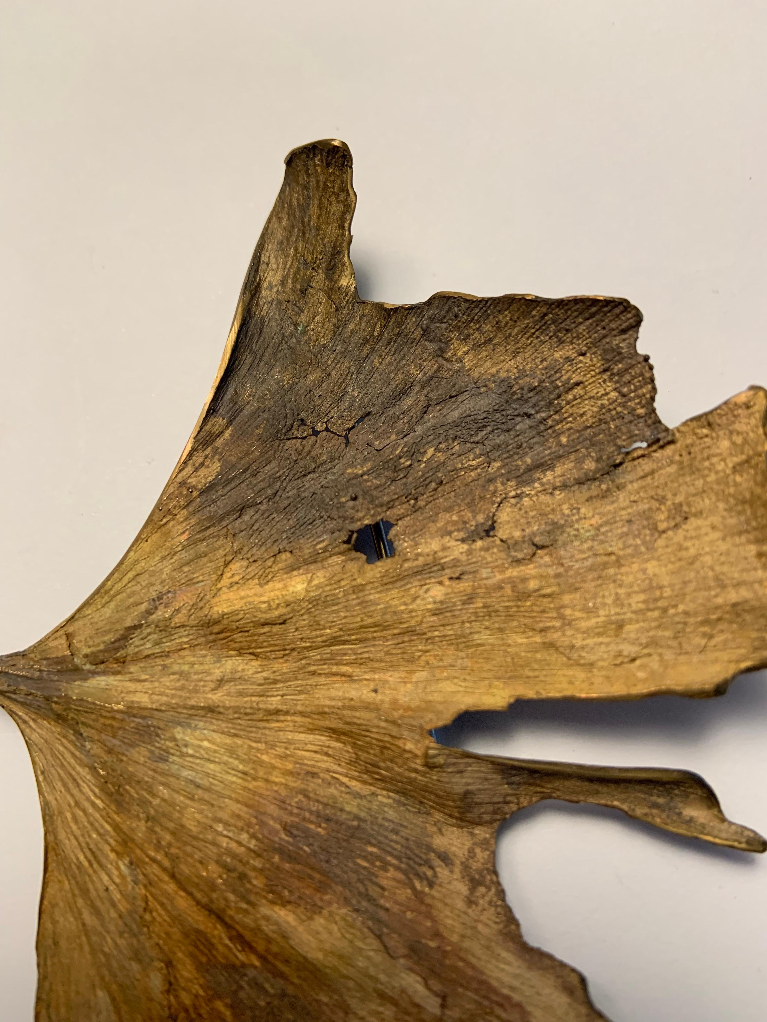 Women's or Men's John Iversen Patinated Bronze Gingko Leaf Brooch