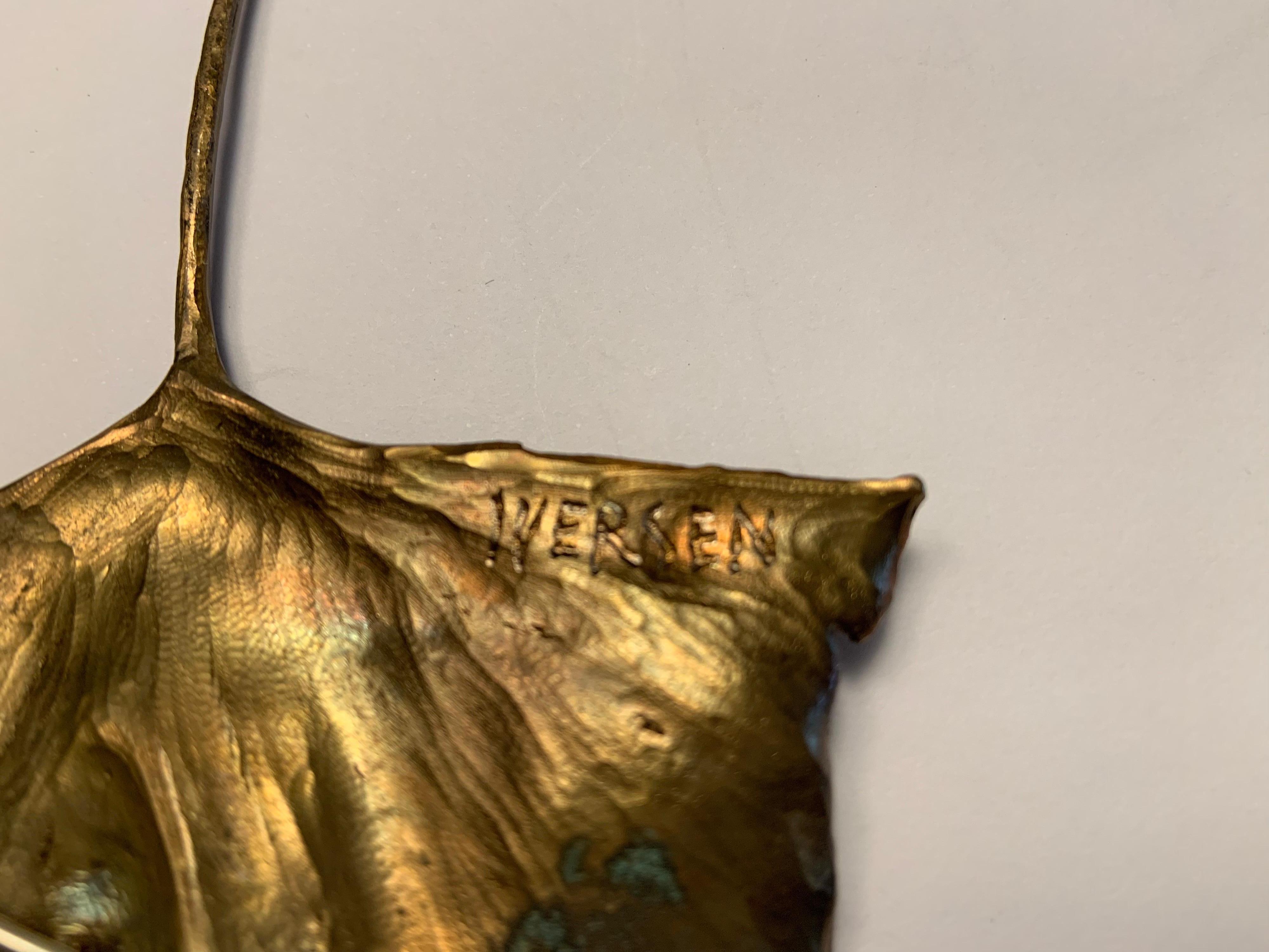 John Iversen Patinated Bronze Gingko Leaf Brooch 4