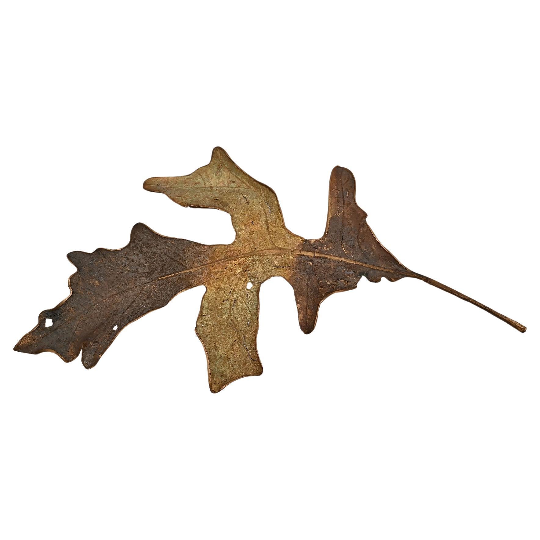 John Iversen Patinated Bronze Leaf Brooch For Sale