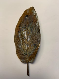 John Iversen Patinated Bronze Leaf Brooch with Delicate Lacy Openwork