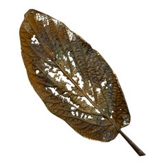 John Iversen Patinated Bronze Leaf Brooch with Delicate Lacy Openwork 