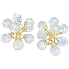 John Iversen Rainbow Moonstone Gold Small Jack Stud Earrings