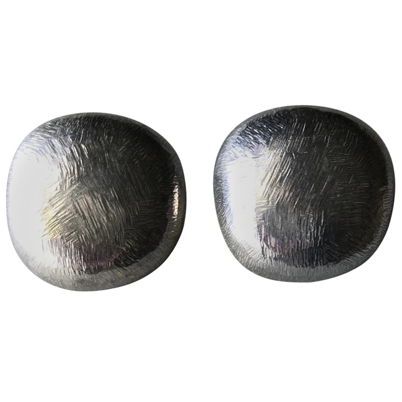 John Iversen Sterling Silver Pebble Earrings For Sale