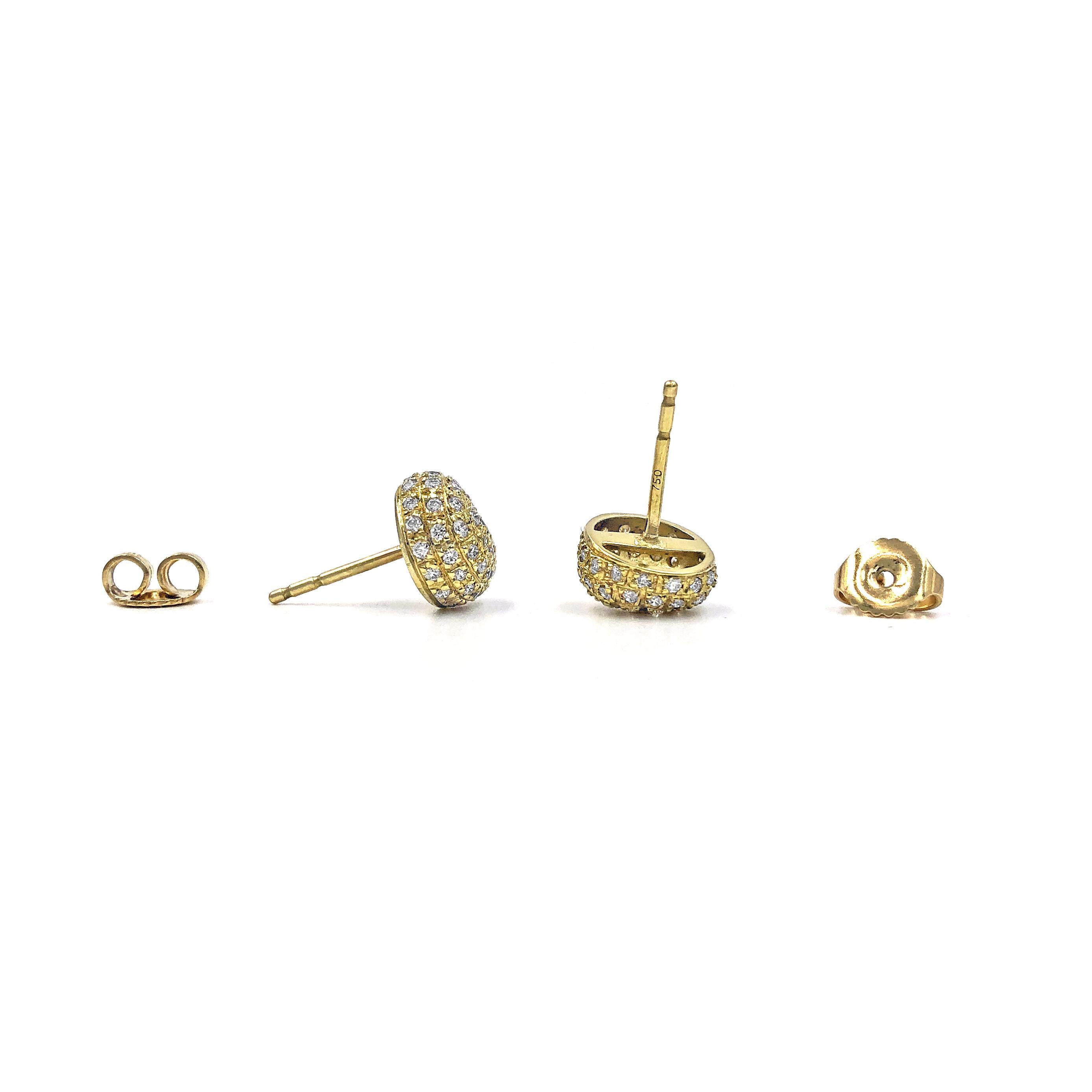 Modern Contemporary Round Brilliant White Diamond Gold Stud Earrings, John Iversen 2019