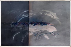 John J. Baughman Landscape Series #9 Abstract Blue Mixed Media Framed