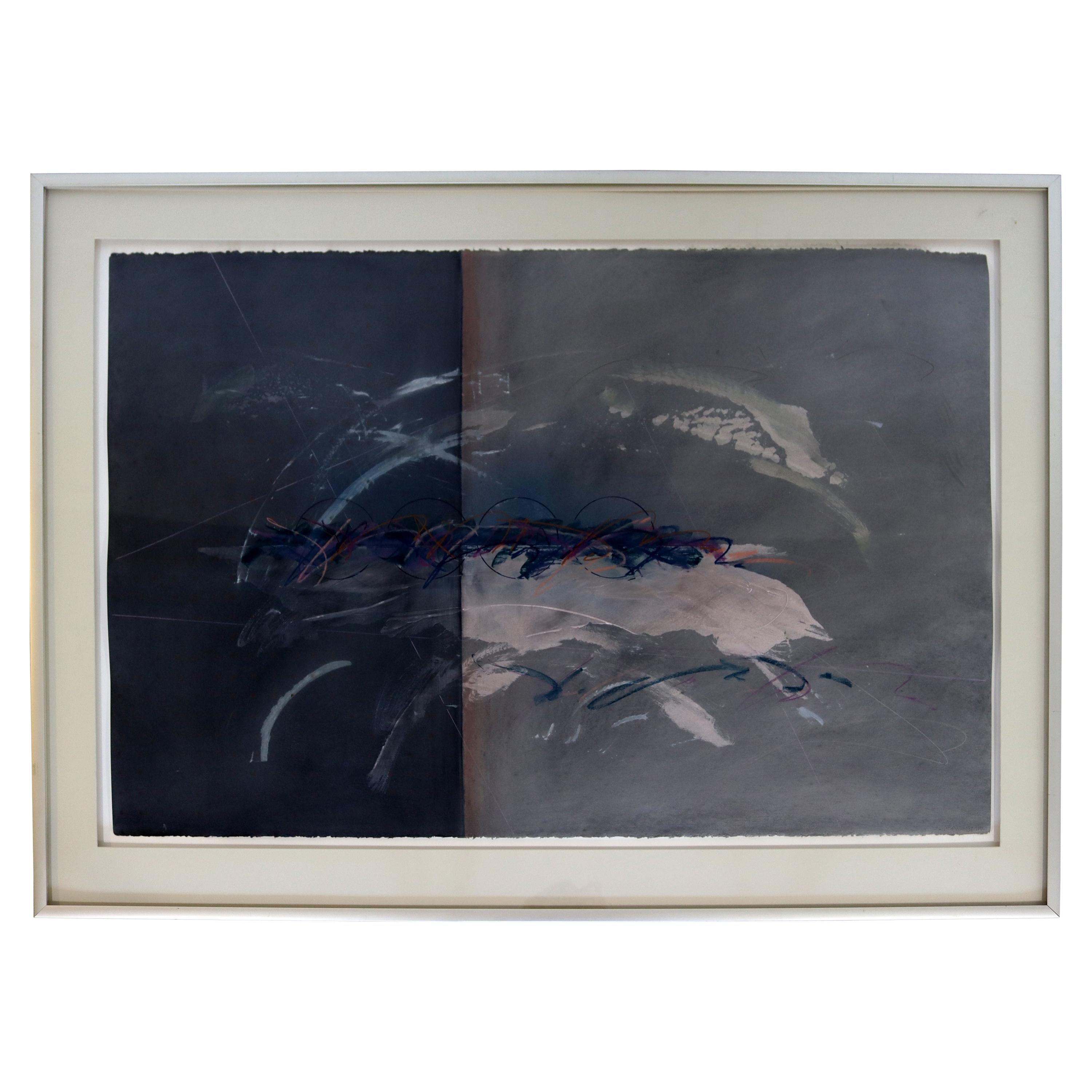John J. Baughman Landscape Series #9 Abstract Blue Mixed Media Framed For Sale