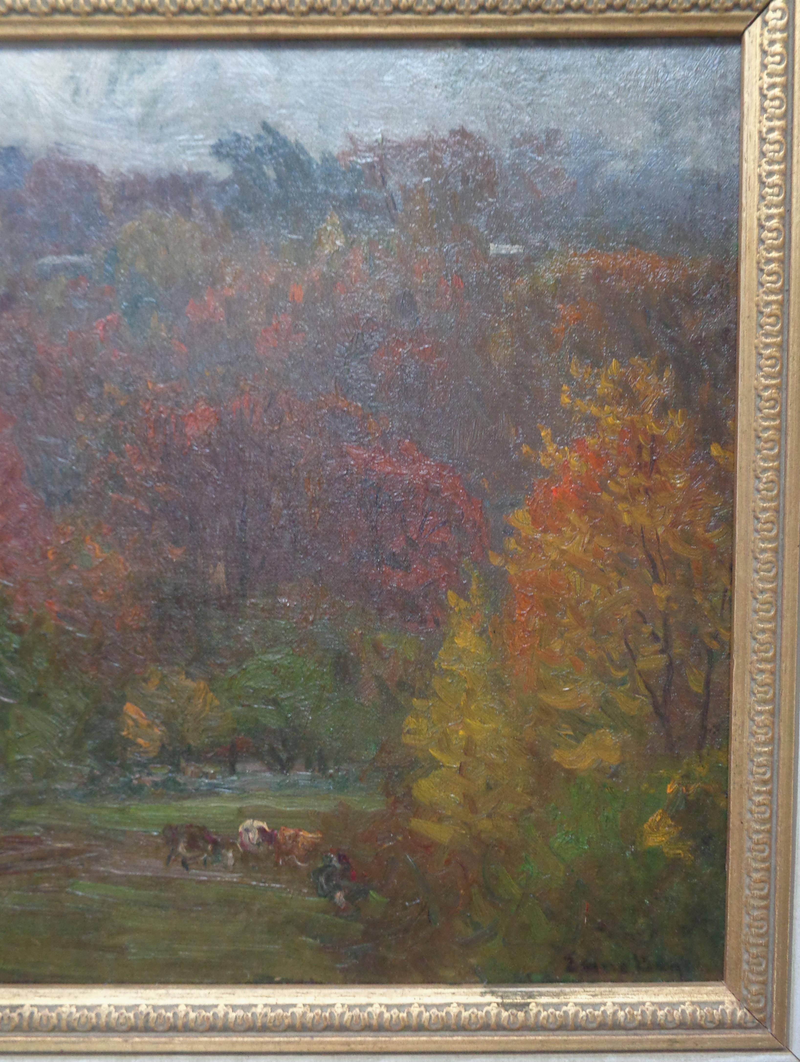 Pintura al óleo del artista impresionista estadounidense John J. Enneking - Landscape Painting Marrón de John J Enneking