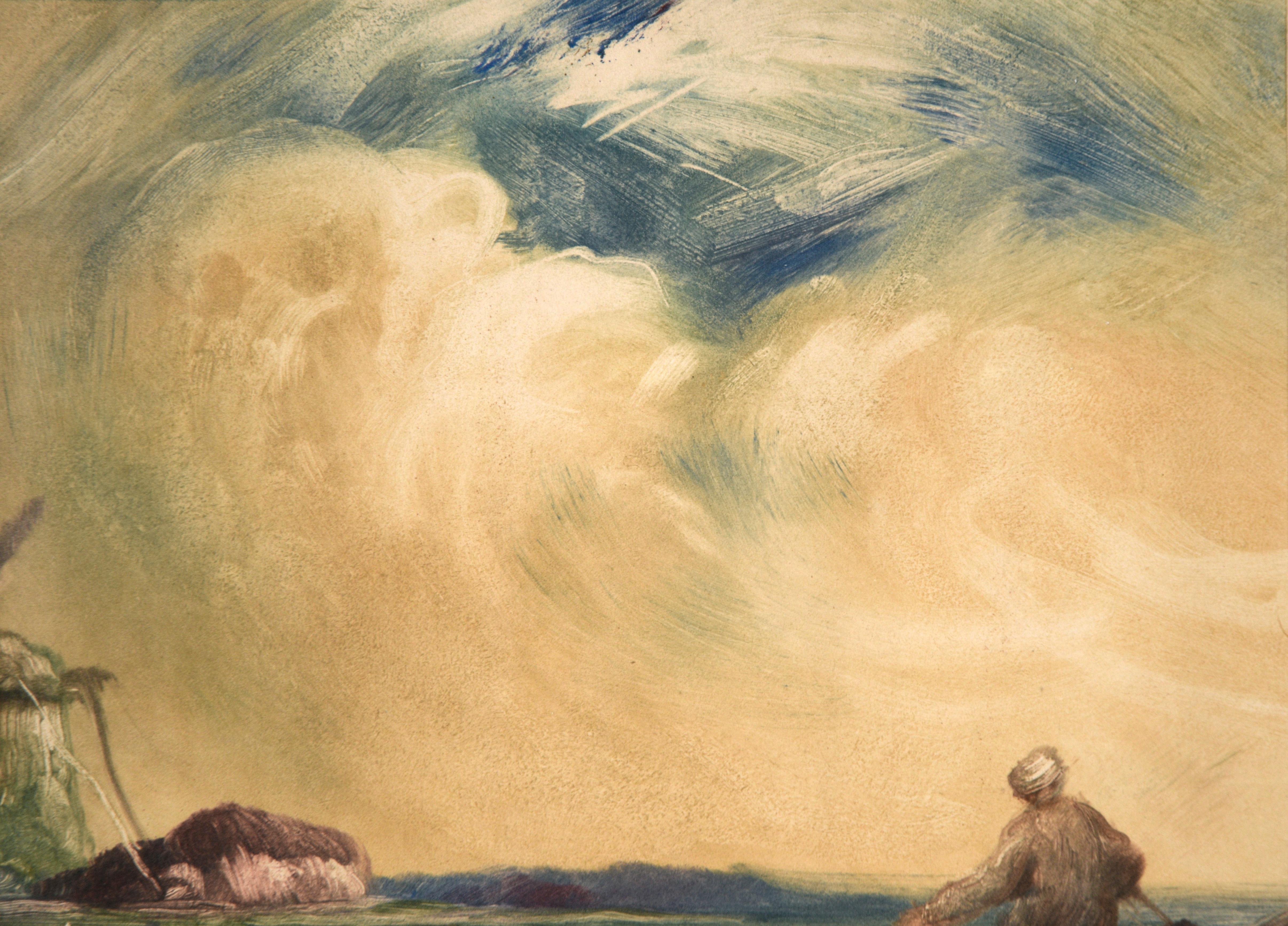 Fisherman with Windmill - Antique Monotype

Impressionistic monotype of a fisherman with nets in front of a windmill by John J. Witcombe (British, b. 1872 d. 1918.) Visible brushstrokes throughout this piece create a sense of movement, particularly