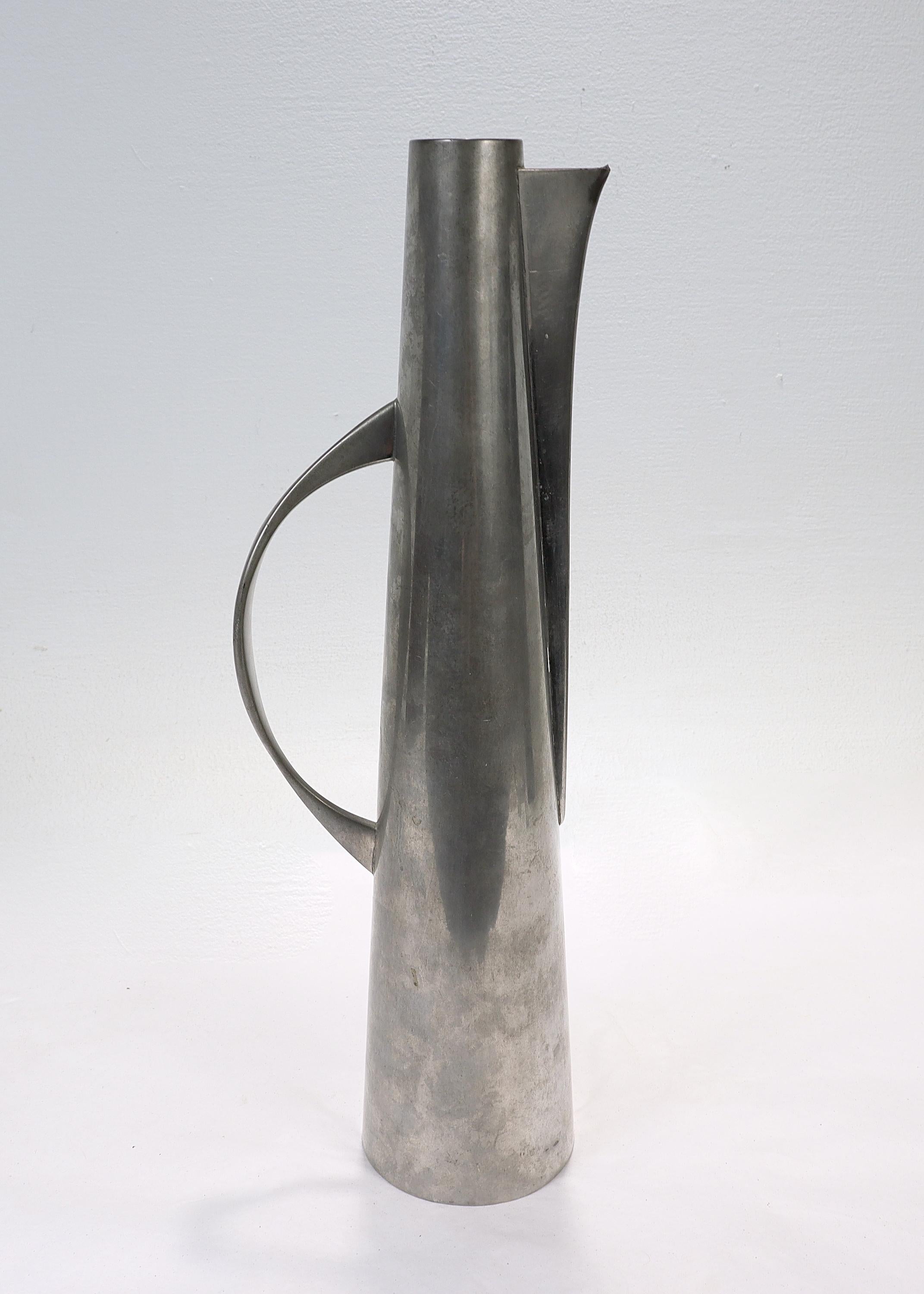20th Century John 'Jack' Prip American Modernist Pewter Tall Cocktail Pitcher or Ewer For Sale