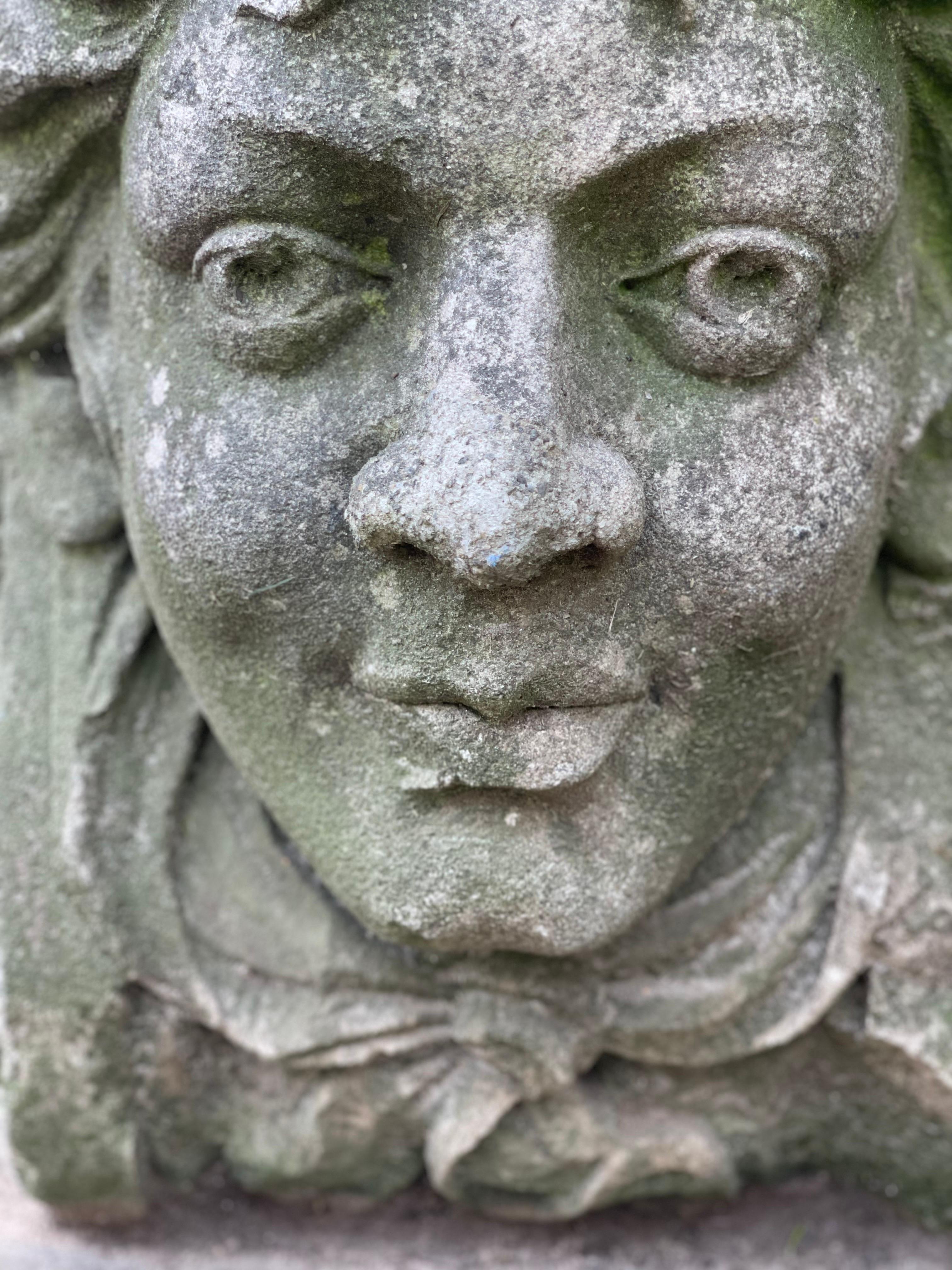 A fine example of incredible craftsmanship of a bygone era and full of historical importance. This hand carved French sandstone sculpture of Summer Goddess of the four seasons, was commissioned by famous Philadelphia Architect Horace Trumbauer for