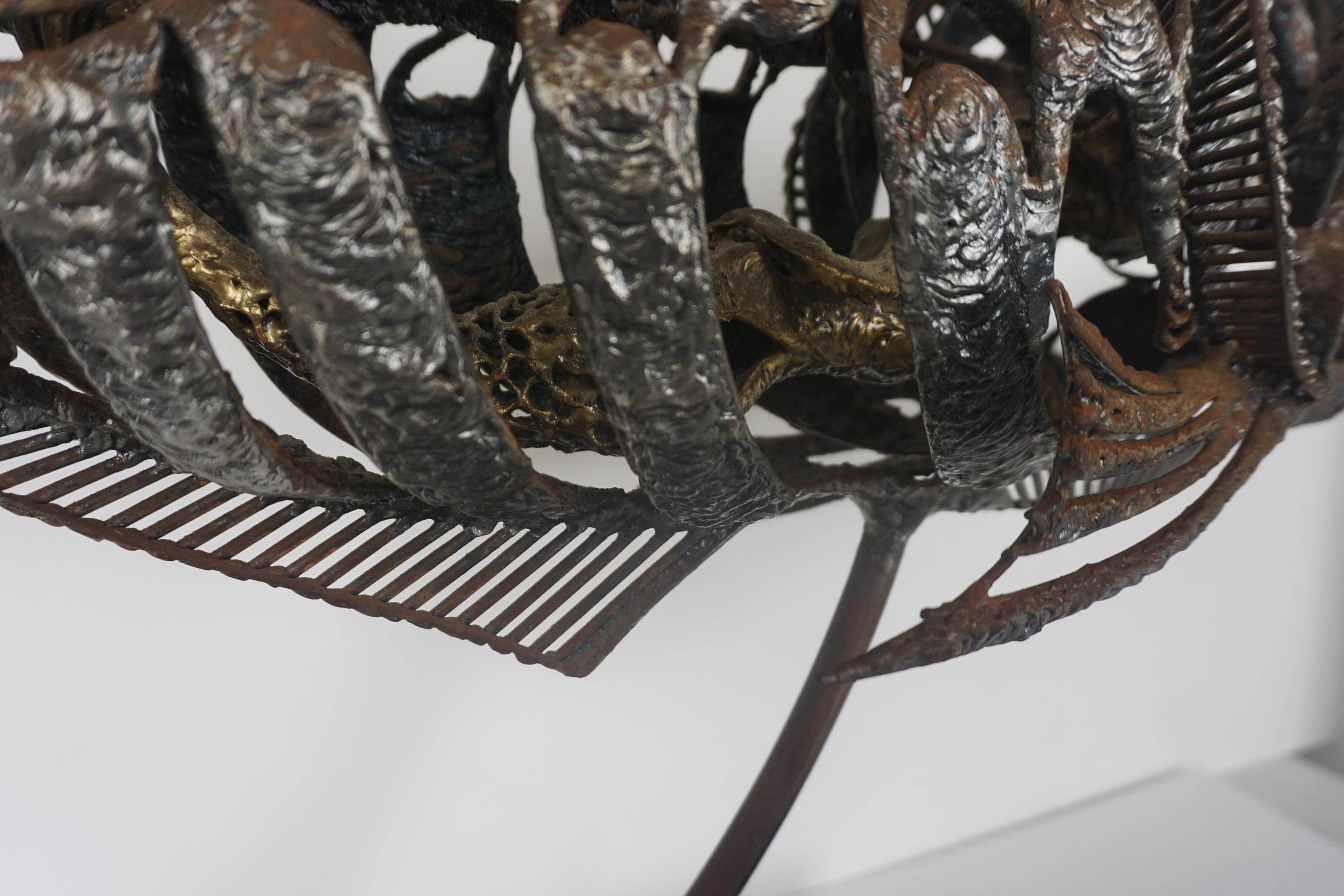 Large Original Brutalist Sculpture of Mermaid inside a Rainbow Trout 3