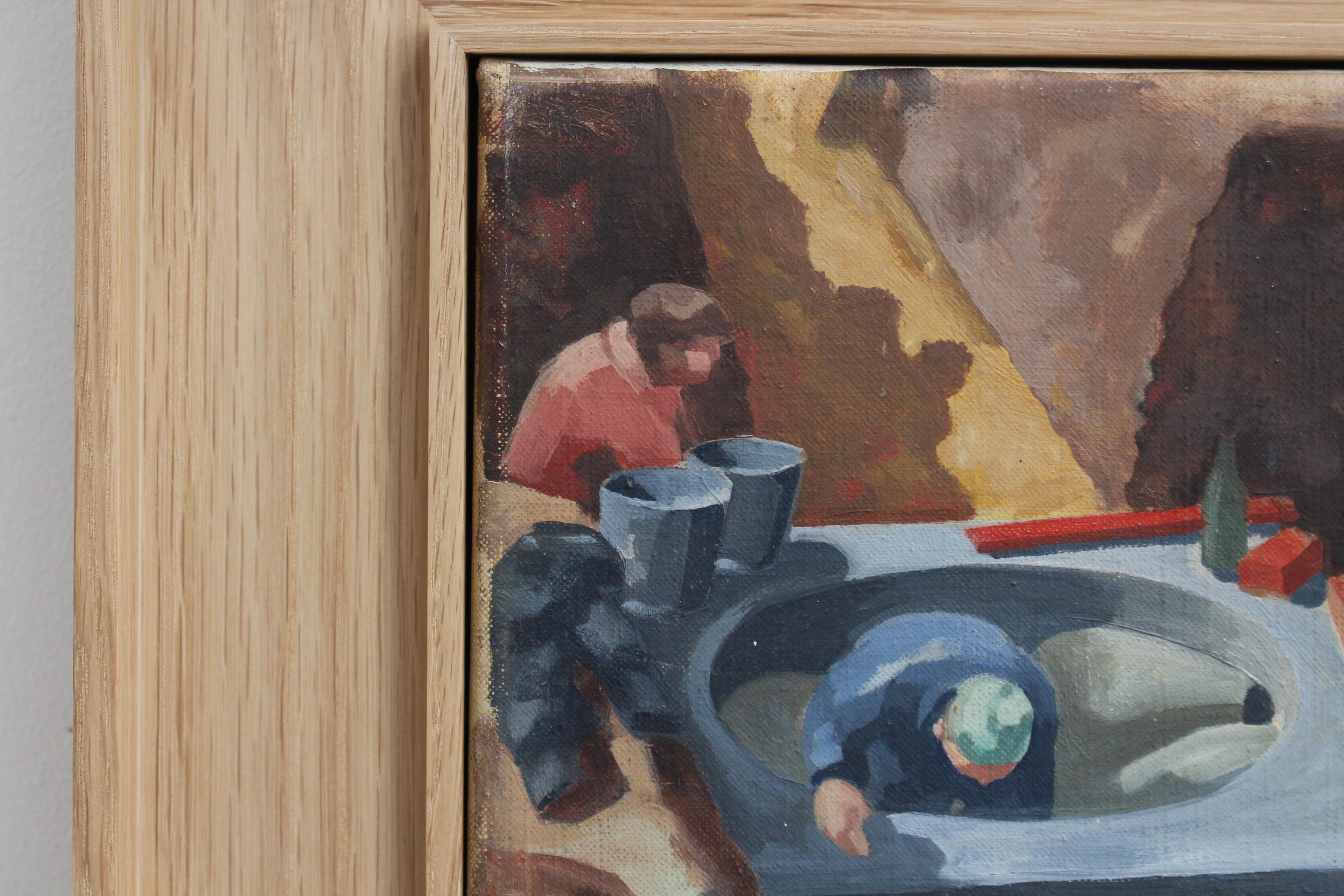 Two Men and a Manhole - Futurist Painting by John James