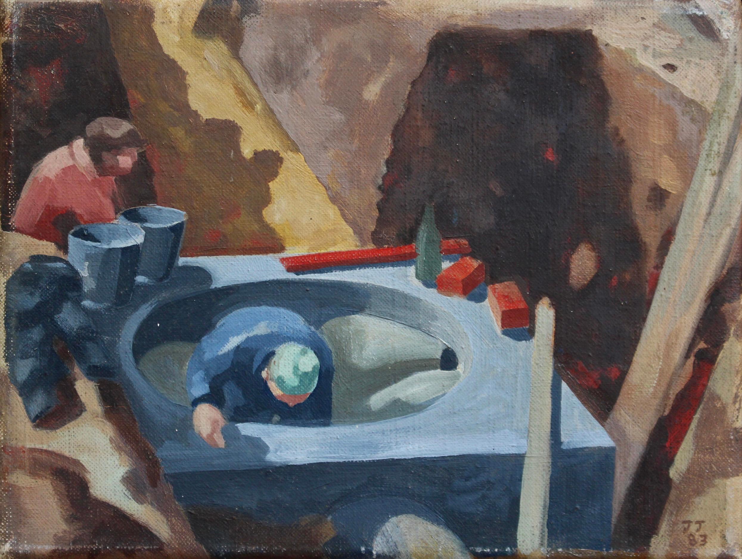 John James Portrait Painting - Two Men and a Manhole