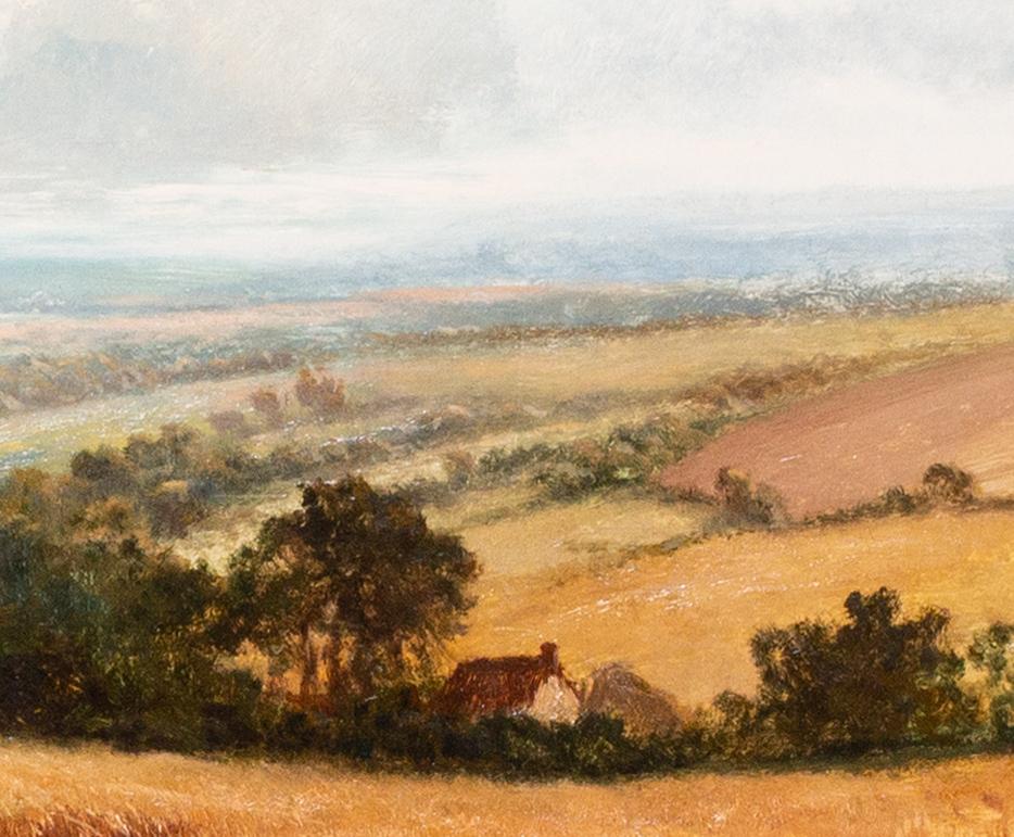 Large, British 19th Century oil painting of Harvest time - Academic Painting by John James Wilson