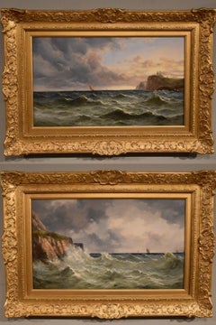 Oil Painting Pair by John James Wilson RBA "Shipping off the North East Coast" 