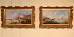 Oil Painting 'South Coast Views' pair by John James Wilson