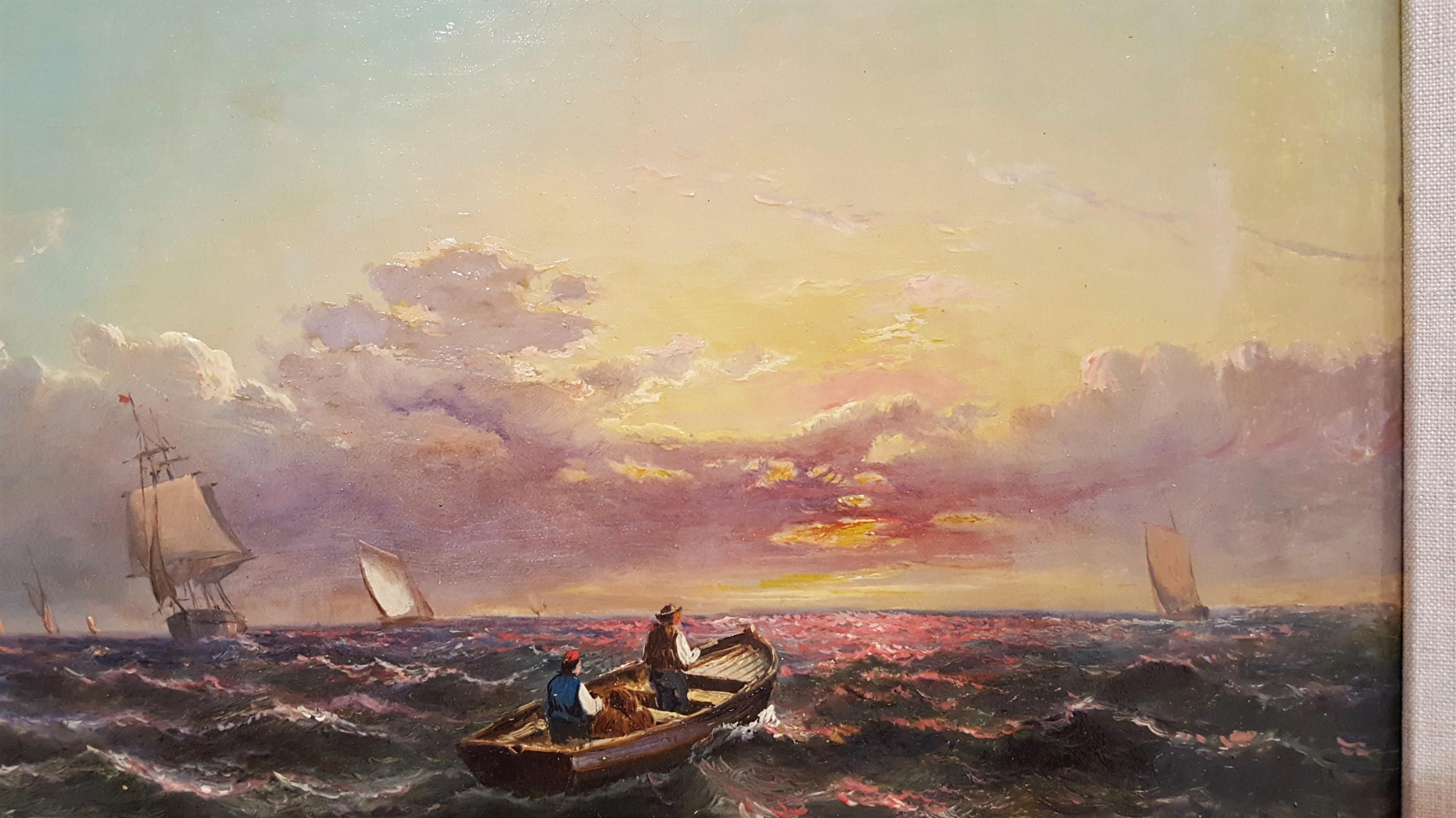 Sailing Ships at Sunset off Dover Coast, UK 5