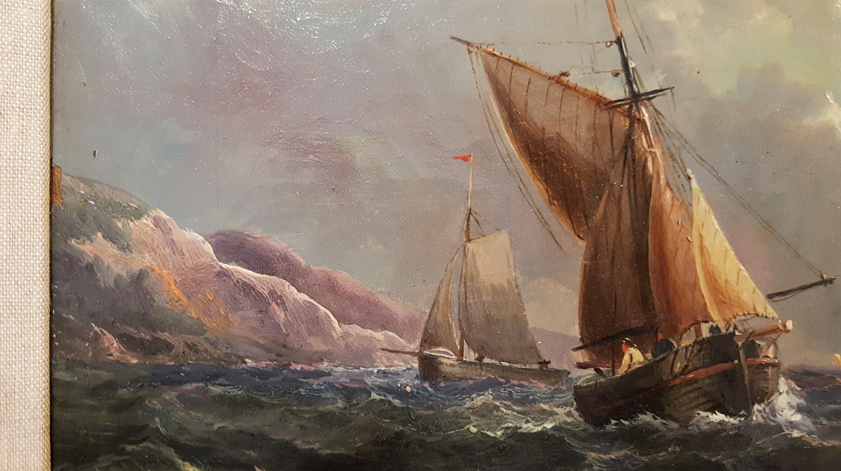 Sailing Ships at Sunset off Dover Coast, UK 6