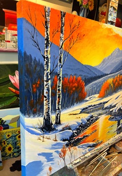 A Winter Sunset, peinture originale