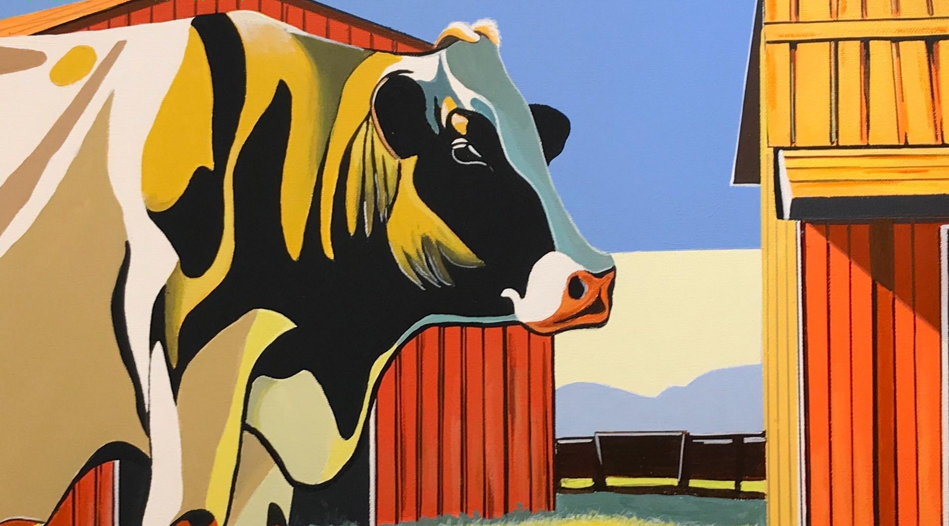 Counting Cows, peinture originale - Beige Interior Painting par John Jaster