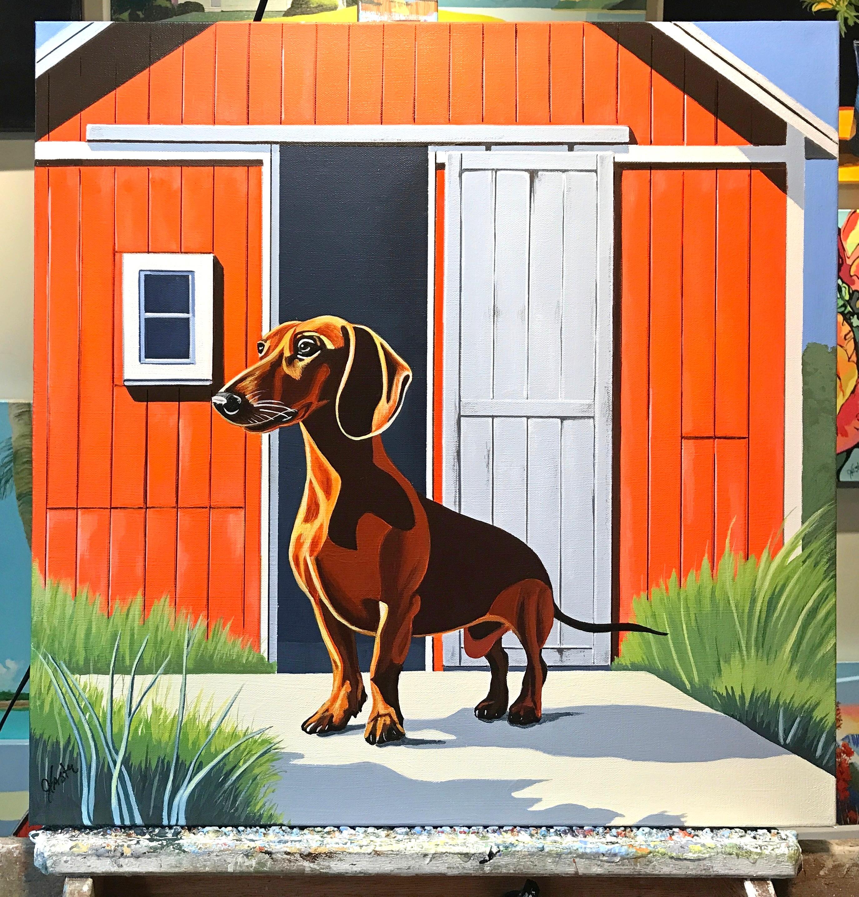 Potenza del bassotto, Pittura originale - Painting Pop Art di John Jaster