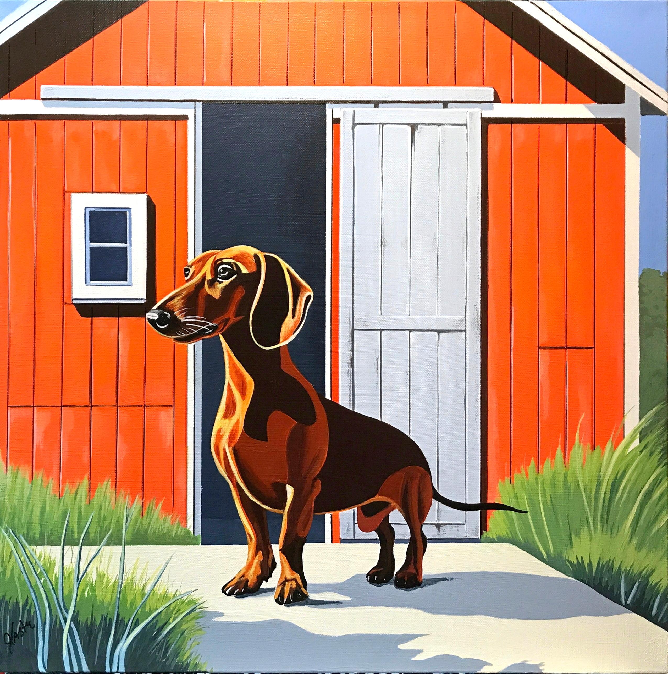 Animal Painting di John Jaster - Potenza del bassotto, Pittura originale