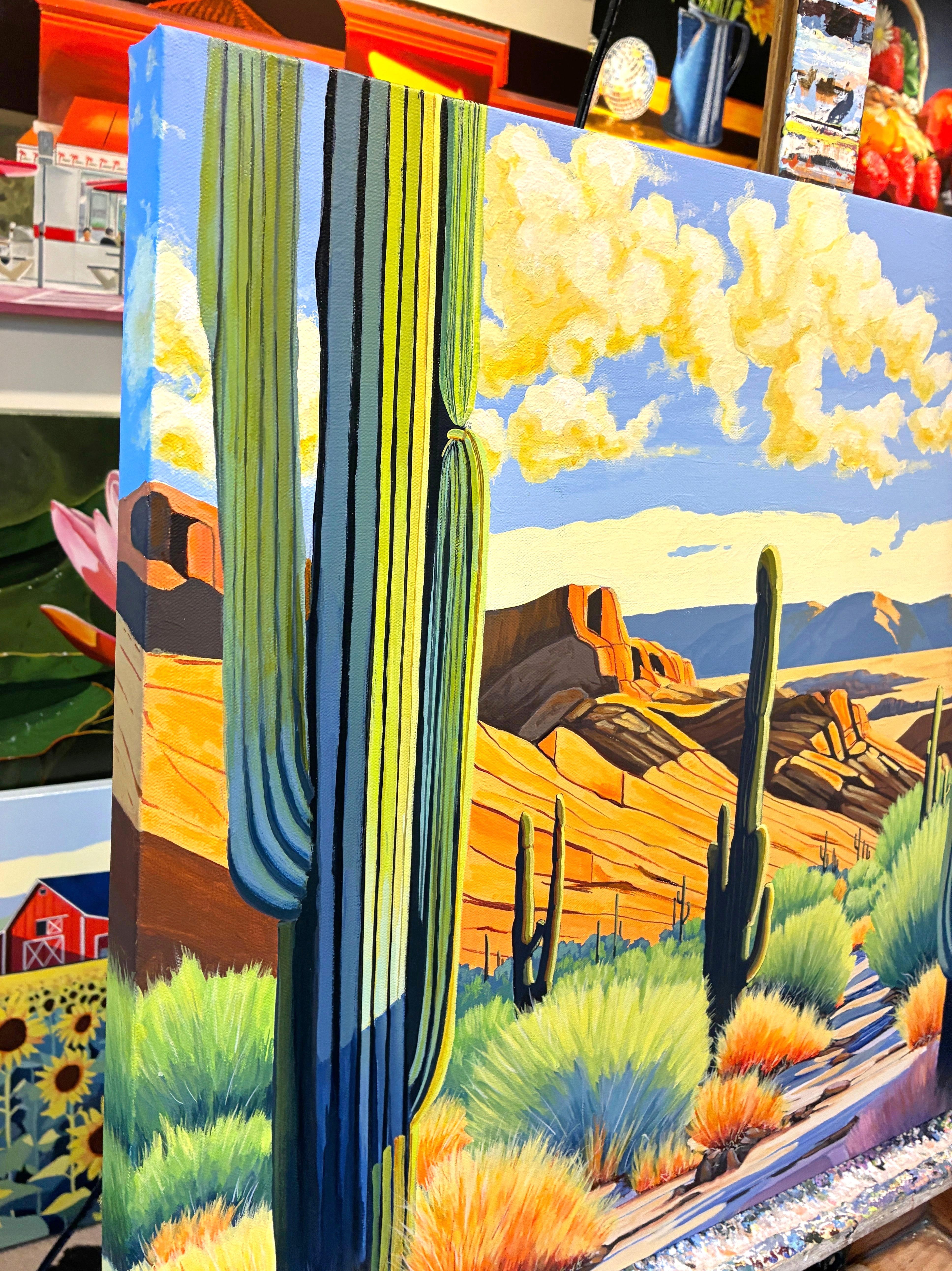 Wüstendrama, Originalgemälde – Painting von John Jaster