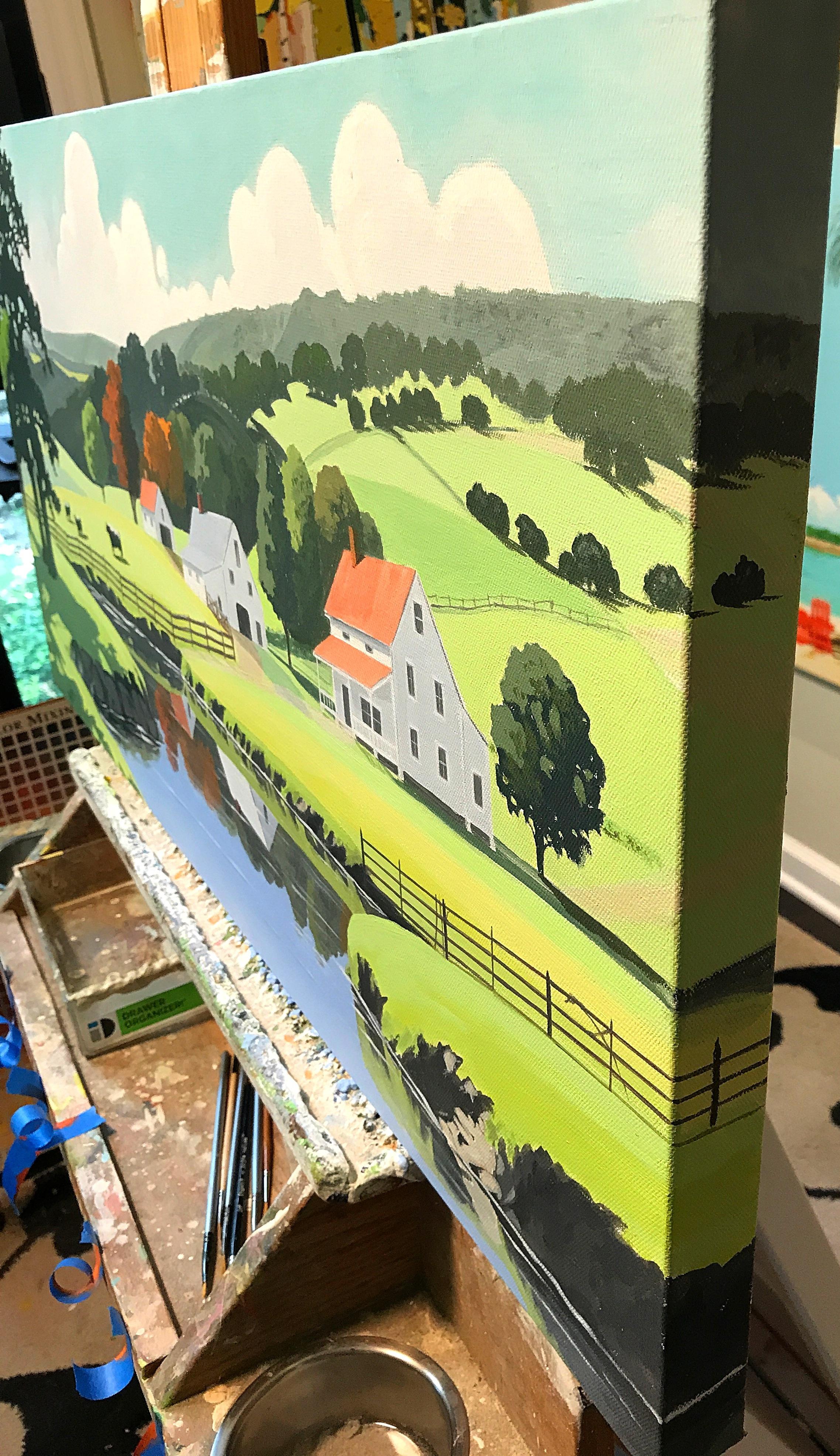 Fattoria a Corner Creek, dipinto originale - Art Pop Art di John Jaster