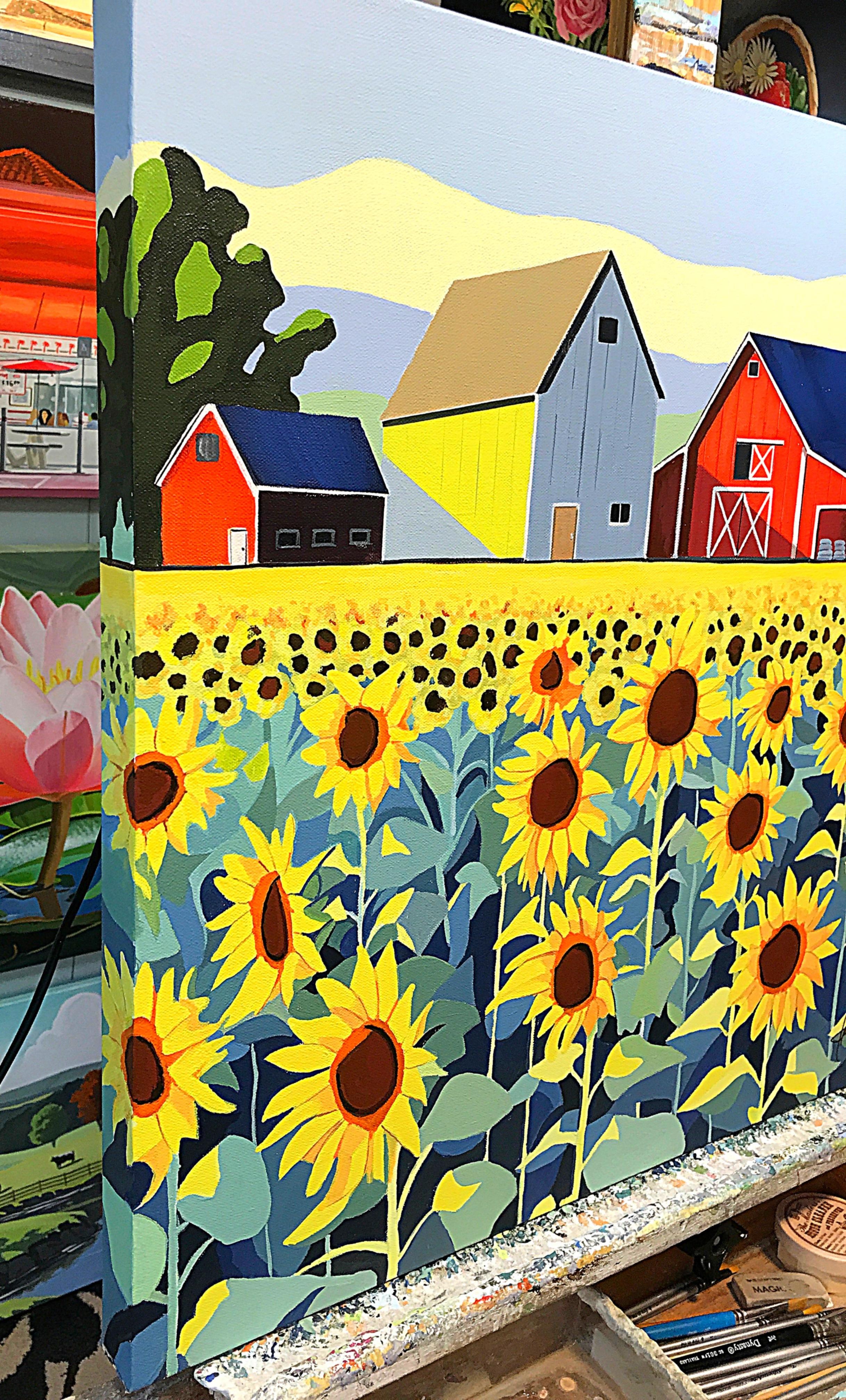 Farming the Sun, Original Painting - Beige Interior Painting by John Jaster