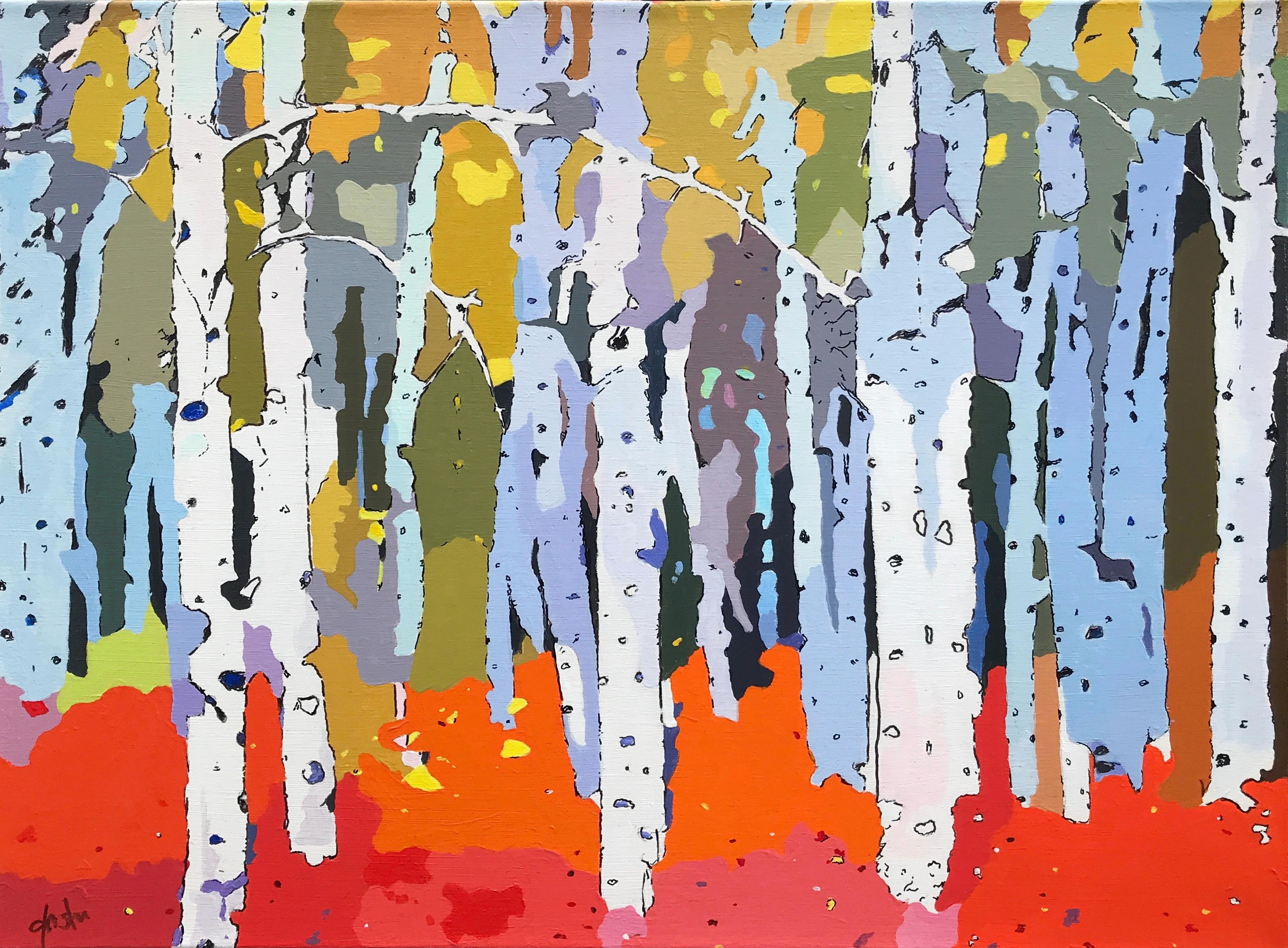John Jaster Landscape Painting - Forest Abstractions - Dance of Nature, Original Painting