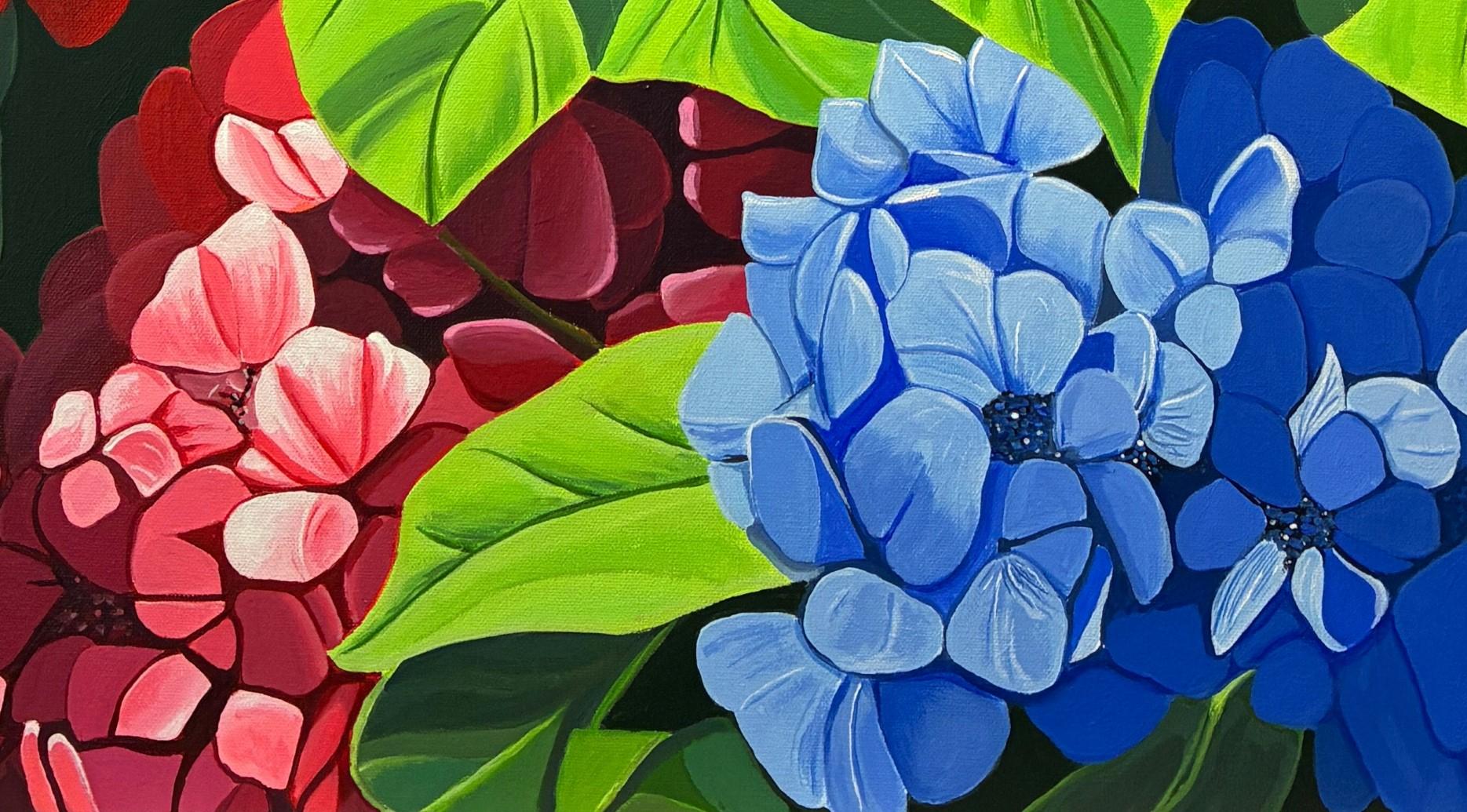 Hydrangeas In Bloom, Original Painting For Sale 1