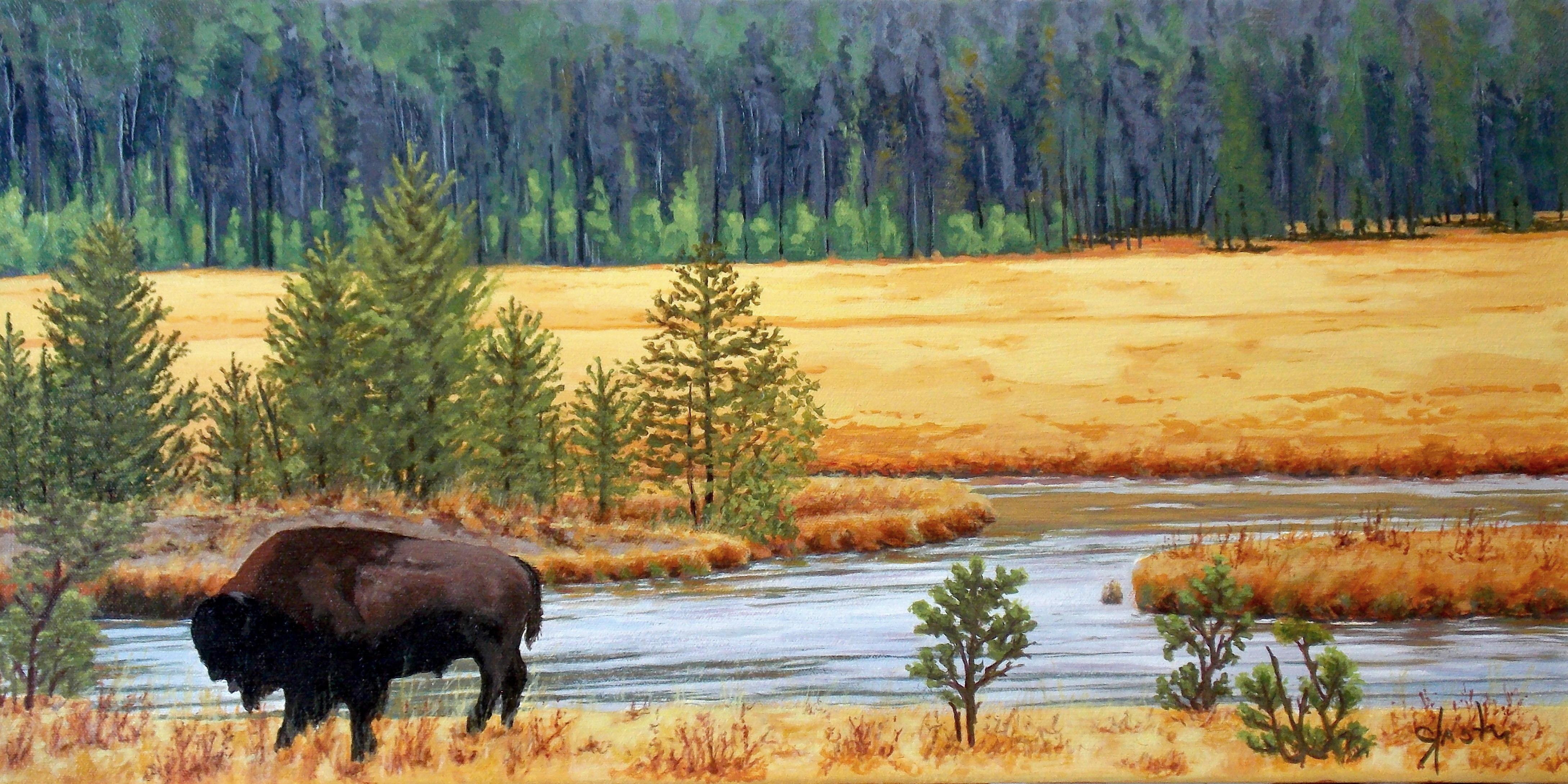 John Jaster Animal Painting - Into the Silence, Original Painting